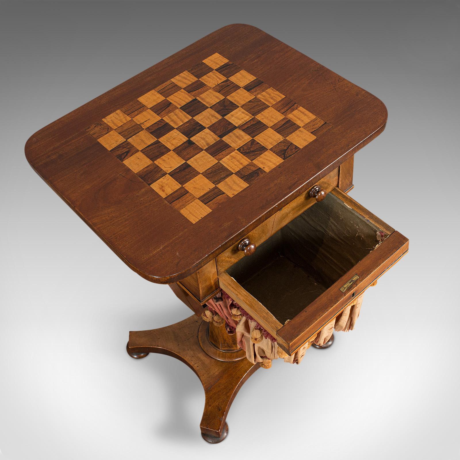 Antique Games Table, English, Mahogany, Chess, Workstation, Victorian, 1860 1