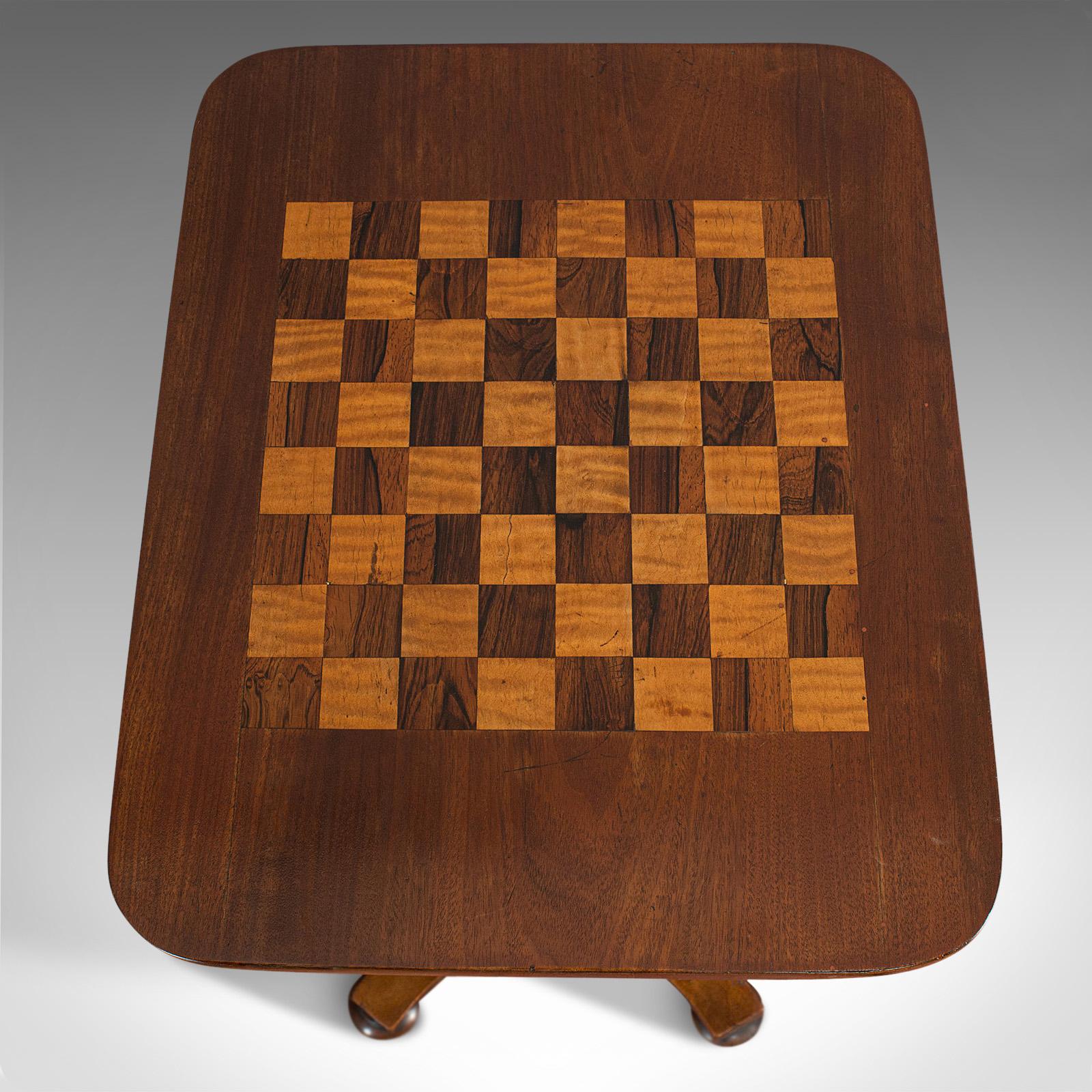 Antique Games Table, English, Mahogany, Chess, Workstation, Victorian, 1860 2