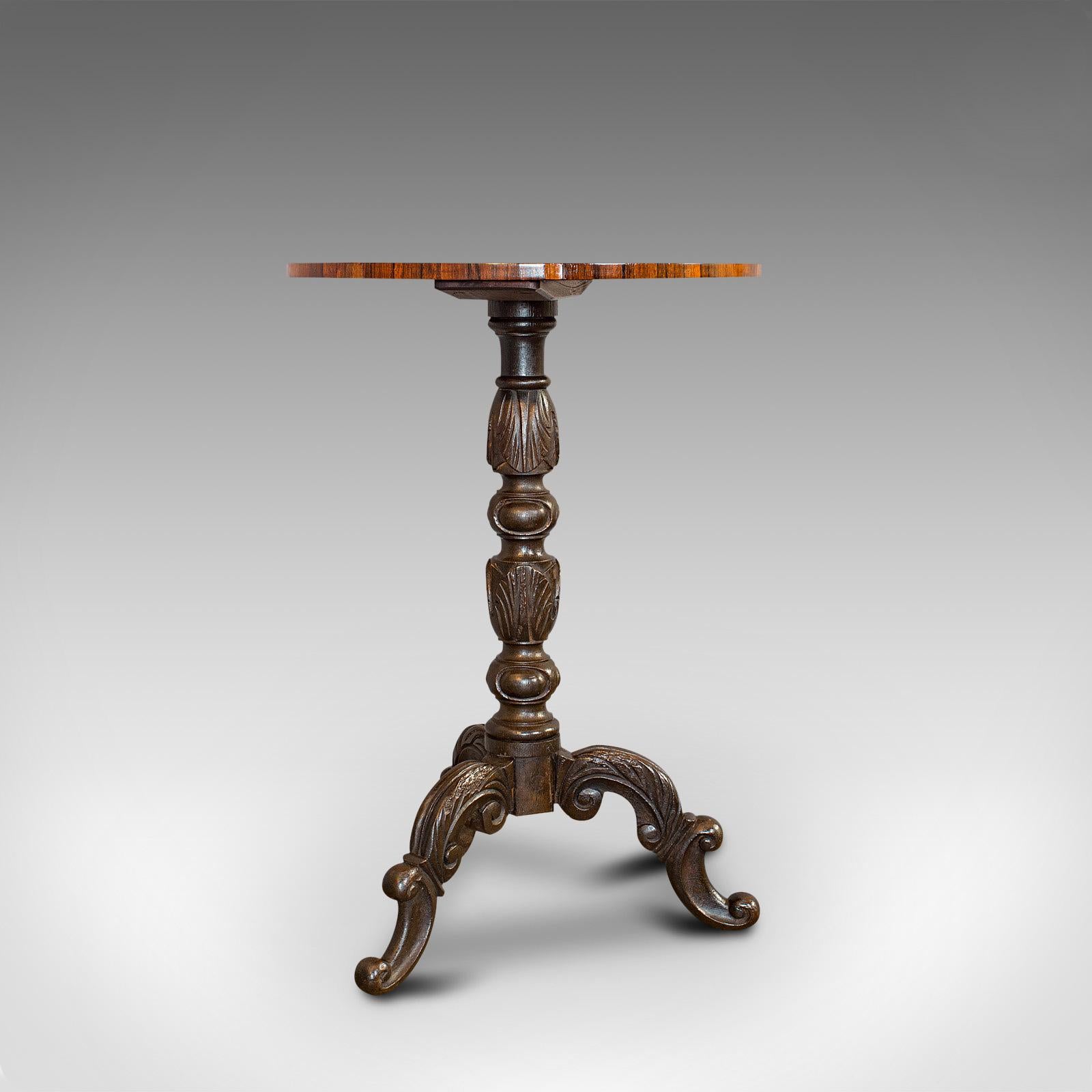 This is an antique games table. An English, Rosewood over mahogany chess board, dating to the Victorian period, circa 1880.

Distinguished, elegant chess table
Displays a desirable aged patina
Circular rosewood top offers fine grain interest and
