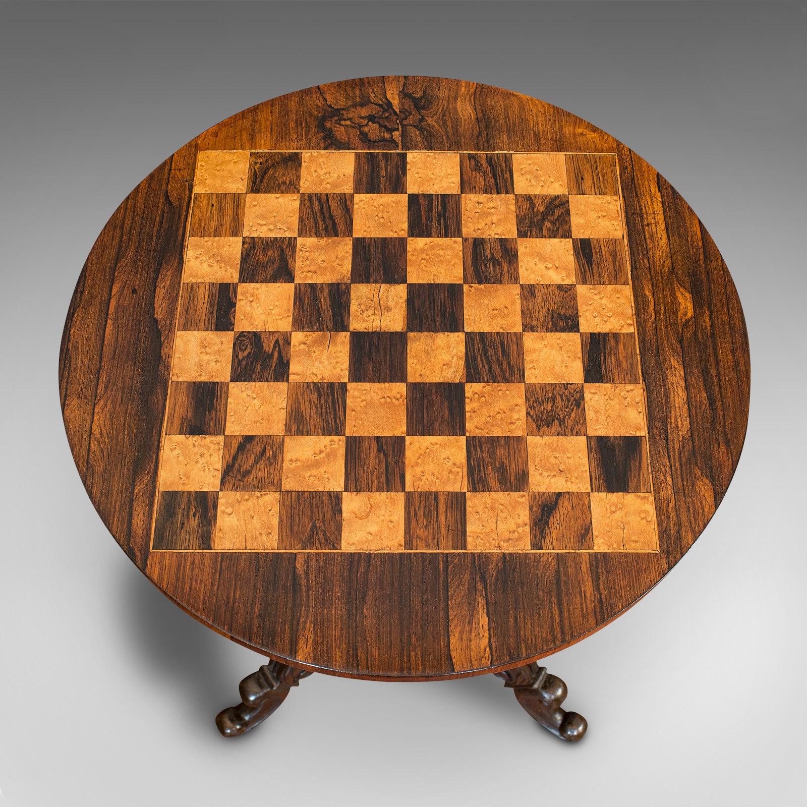 Antique Games Table, English, Rosewood, Mahogany, Chess Board, Victorian 1