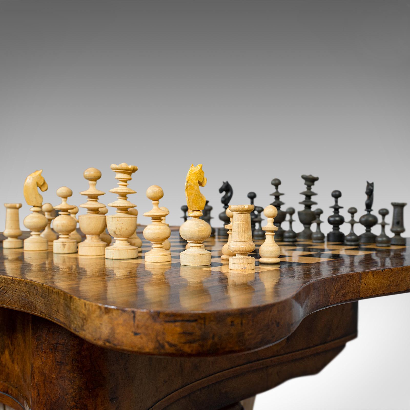 Antique Games Table, English, Walnut, Burr, Chess, Backgammon, Victorian 5