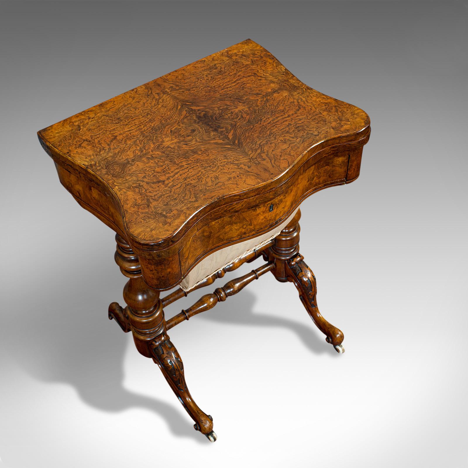 Mid-19th Century Antique Games Table, English, Walnut, Burr, Chess, Backgammon, Victorian