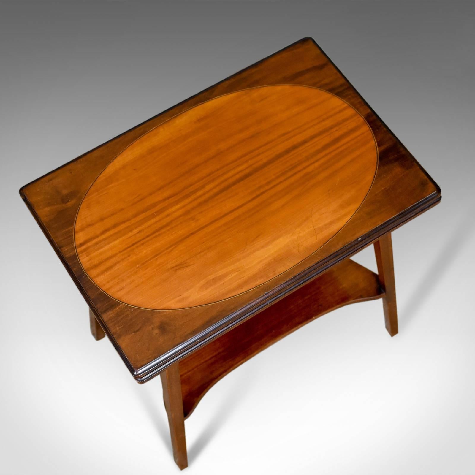 19th Century Antique Games Table, English, Fold-Over, Side, Mahogany, Satinwood, circa 1900