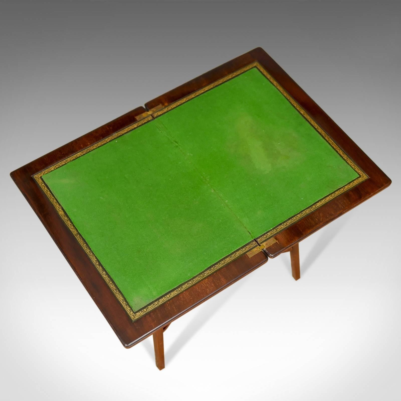 Antique Games Table, English, Fold-Over, Side, Mahogany, Satinwood, circa 1900 2