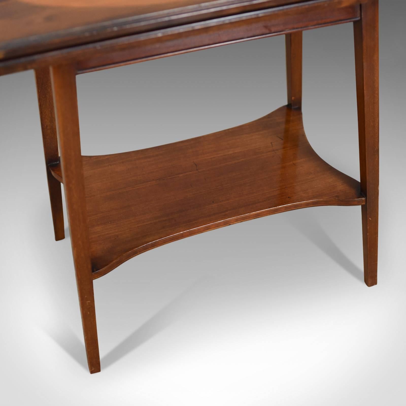 Antique Games Table, English, Fold-Over, Side, Mahogany, Satinwood, circa 1900 4