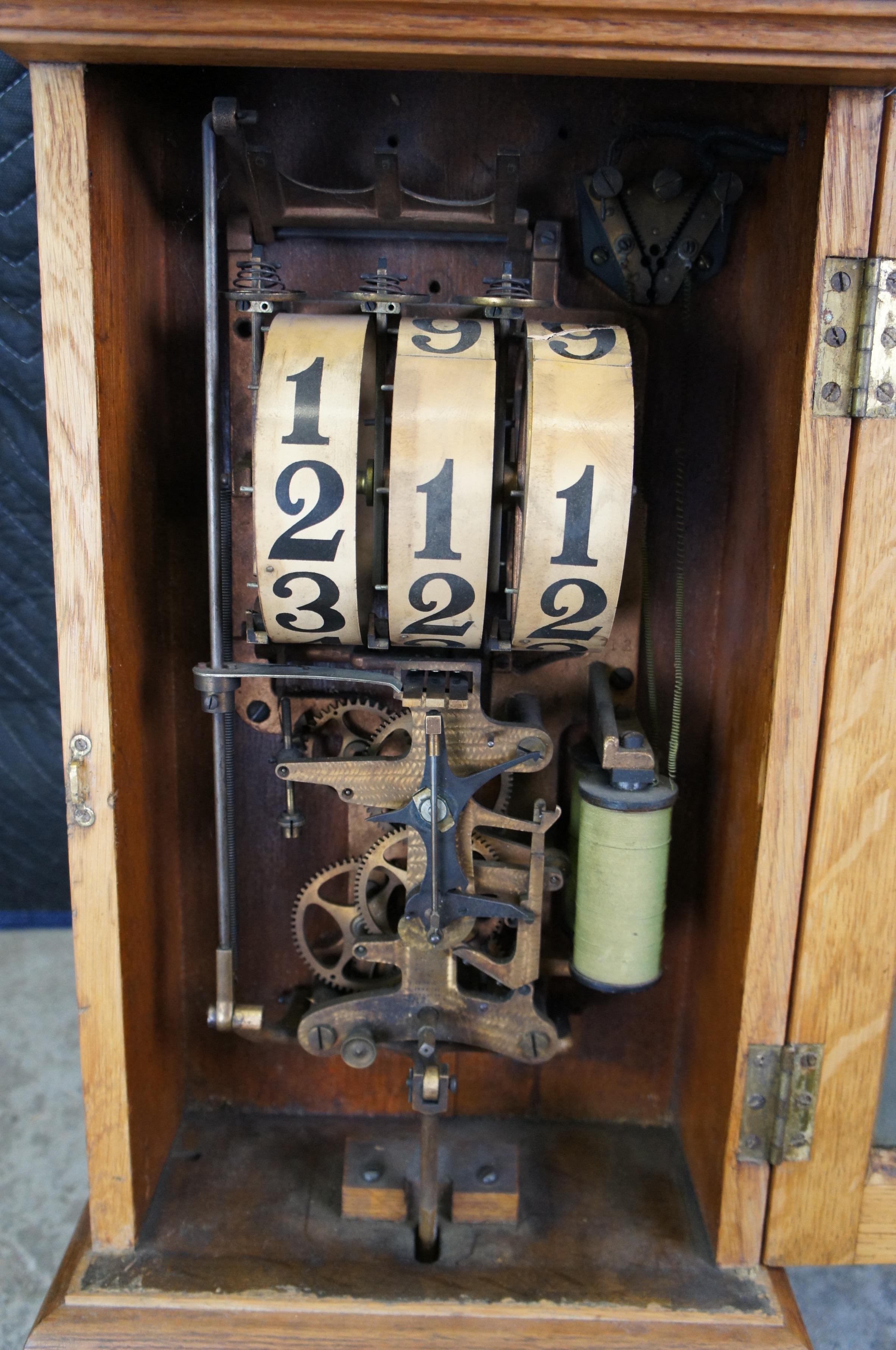 Late 19th Century Antique Gamewell Telegraph Quartersawn Oak Fire Alarm Visual Indicator Box 36