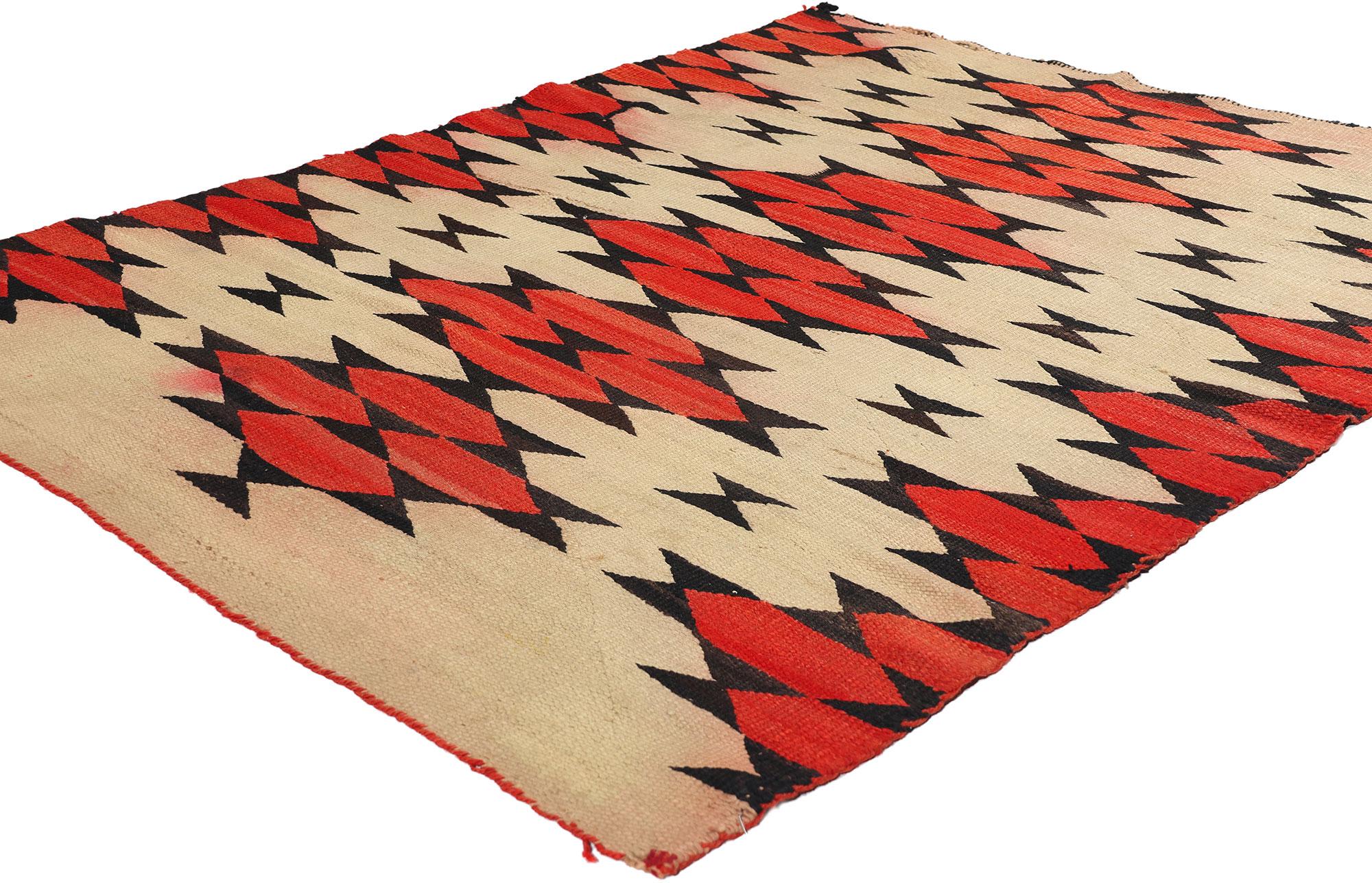 78746 Antique Ganado Navajo Rug, 04'00 x 05'07. Fashioned by skilled Navajo artisans in the Ganado region of northeastern Arizona, Ganado Navajo rugs are meticulously woven with wool sourced from Navajo-Churro sheep indigenous to the area. These
