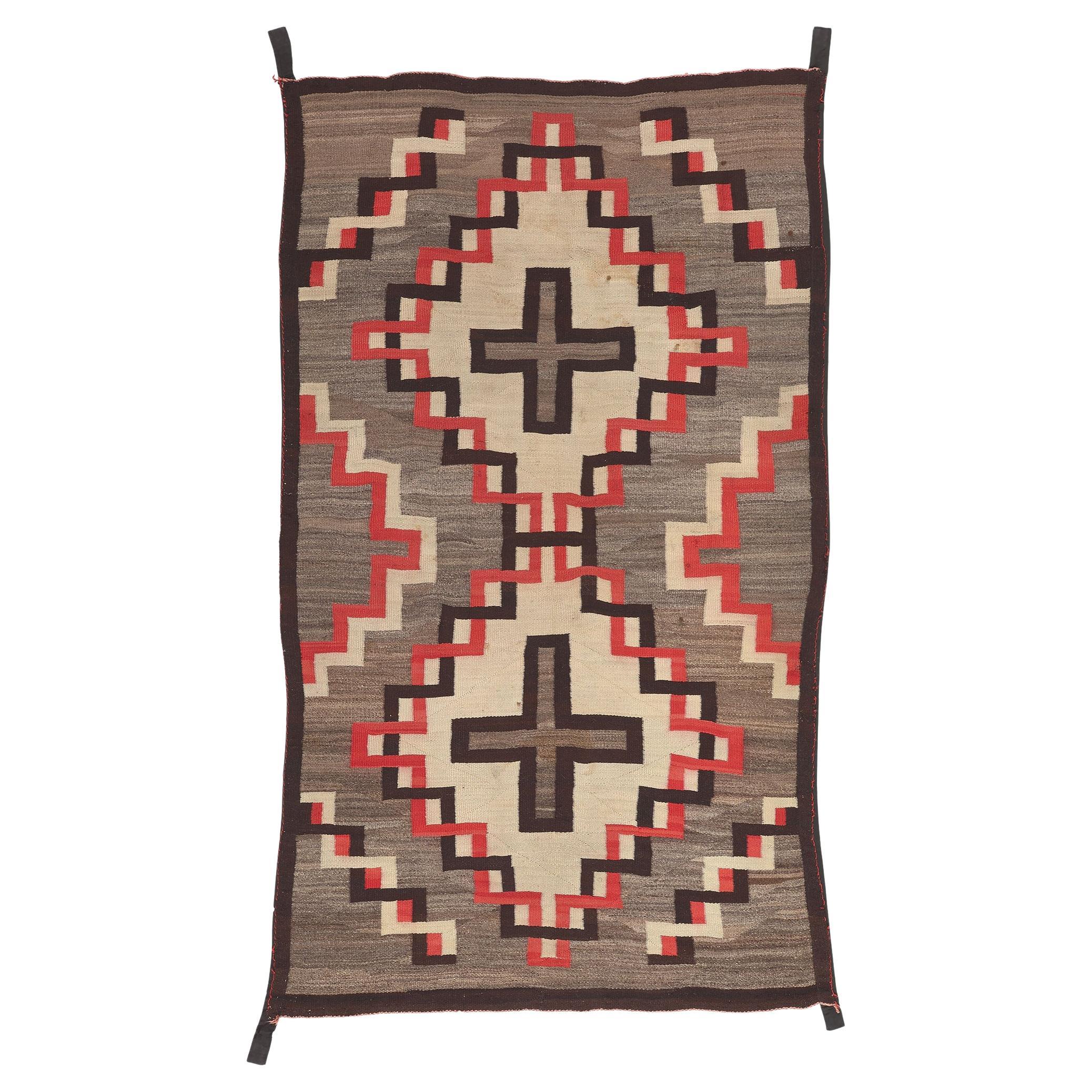 Tapis Navajo ancien Ganado, style Sud-Ouest rencontre les Amérindiens