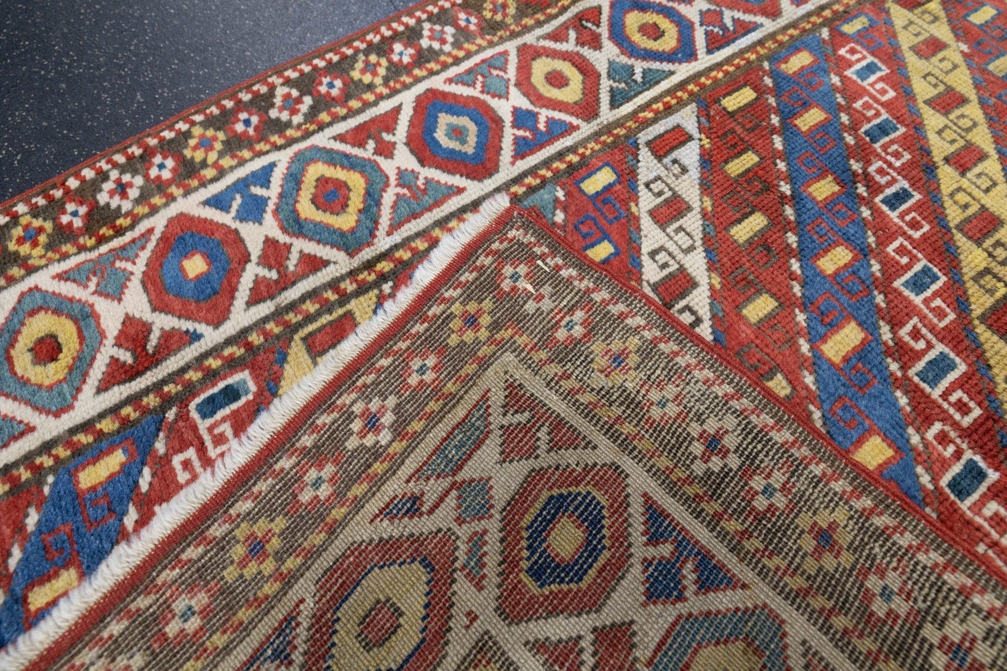 Antique Ganje Kazak Rug 3'11'' x 5'11'' For Sale 1