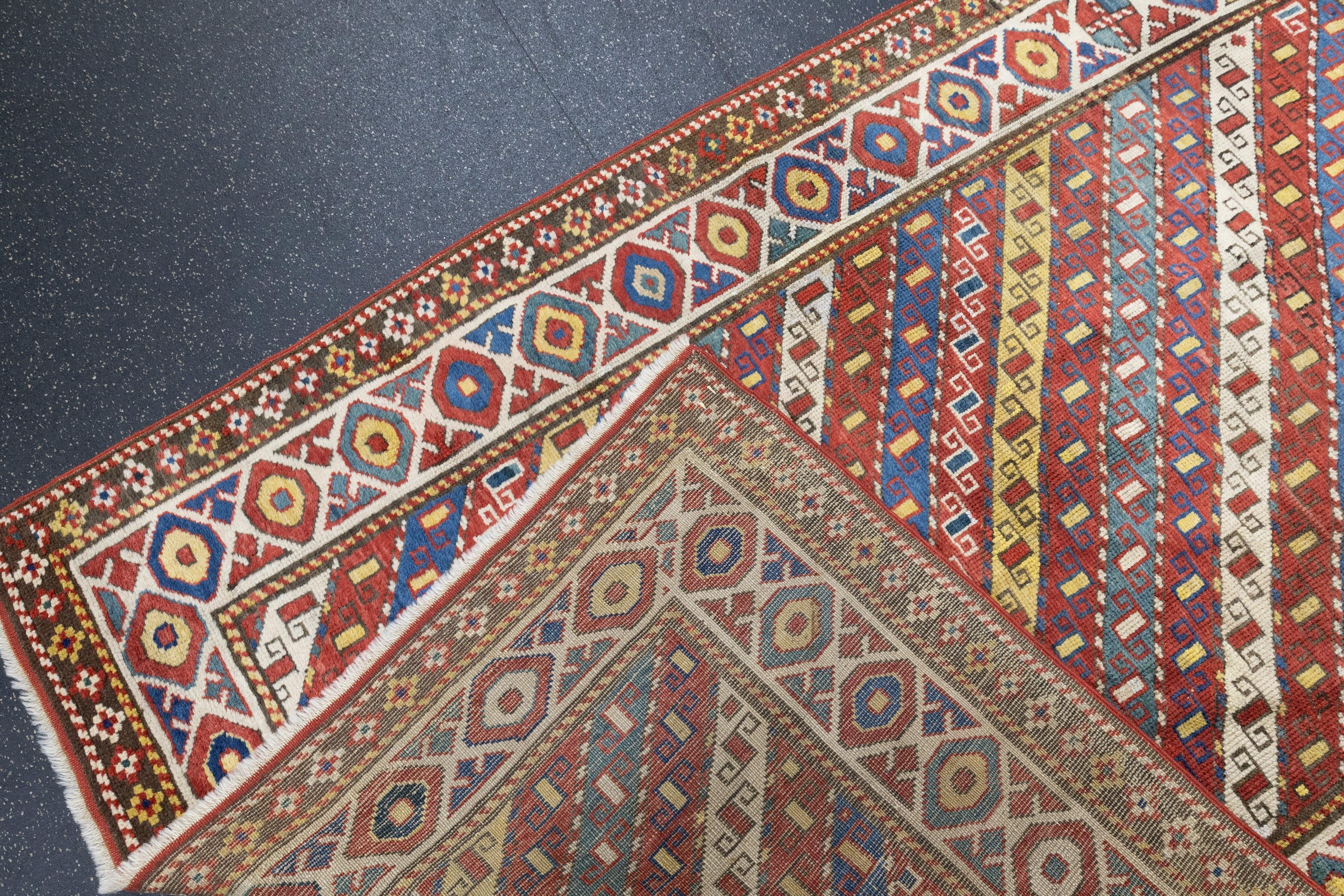 Antique Ganje Kazak Rug 3'11'' x 5'11'' For Sale 2
