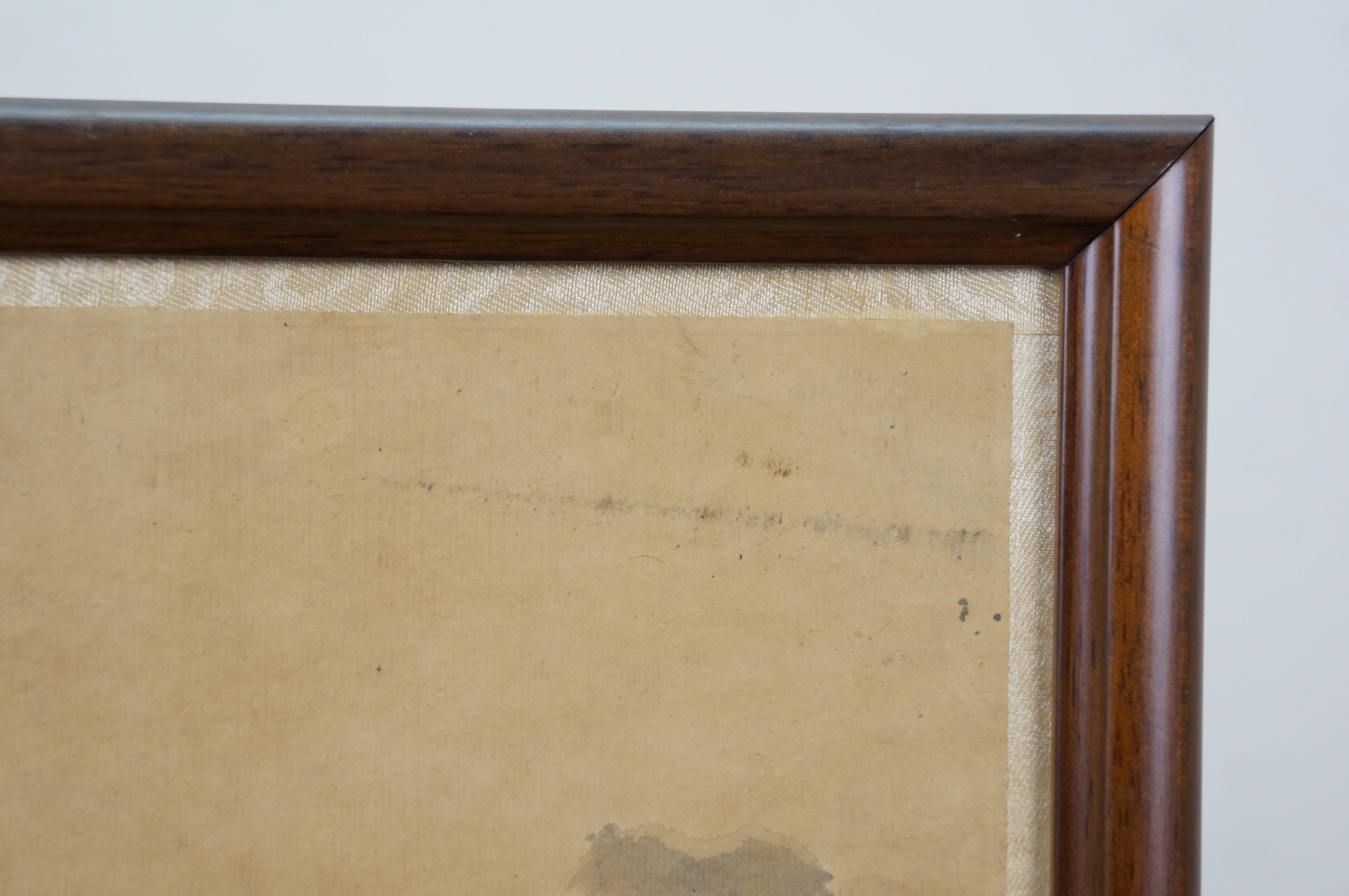 Antique Gao Jianfu Chinese Autumn Dragonfly Lotus Watercolor Scroll Painting 40