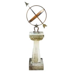 Antique Garden Armillary on Concrete Plinth