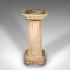 Antique Garden Bird Bath, English, Stone, Pedestal, Trough, Outdoor, Edwardian