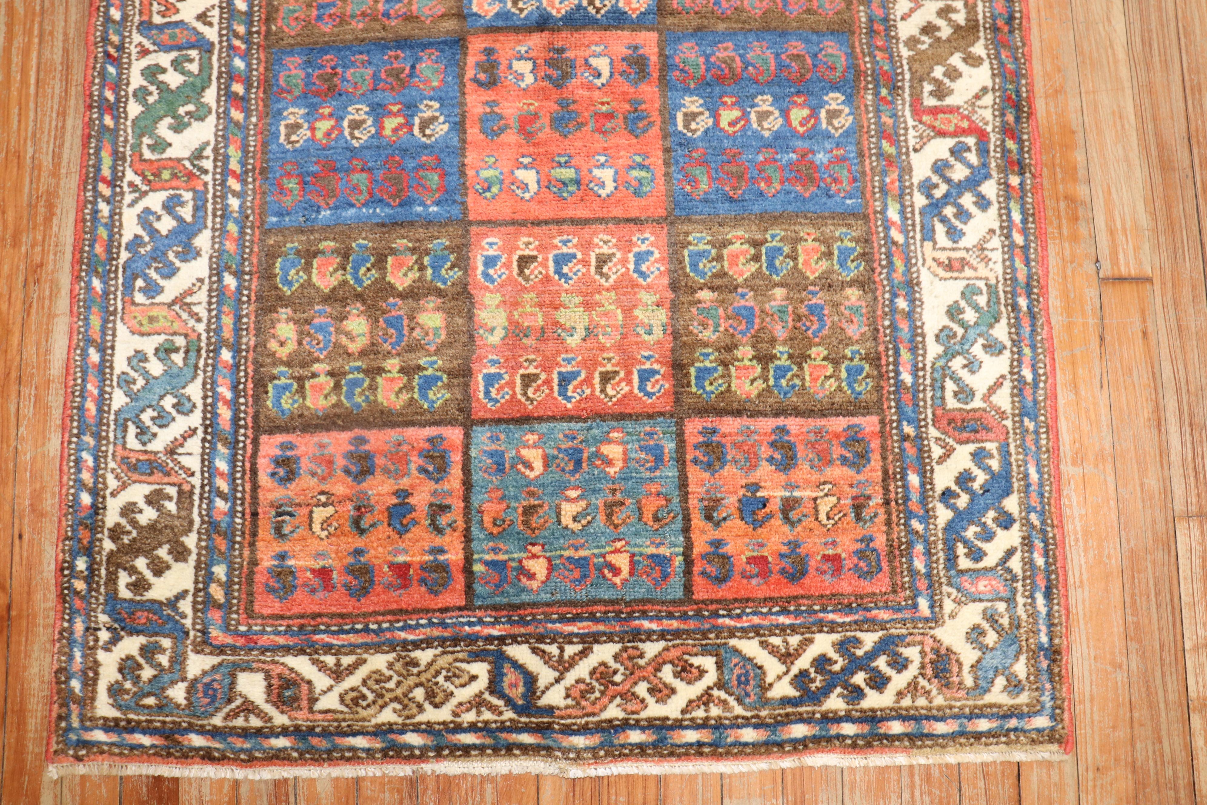 Hand-Woven Antique Garden Box Persian Bakhtiari Scatter Rug For Sale