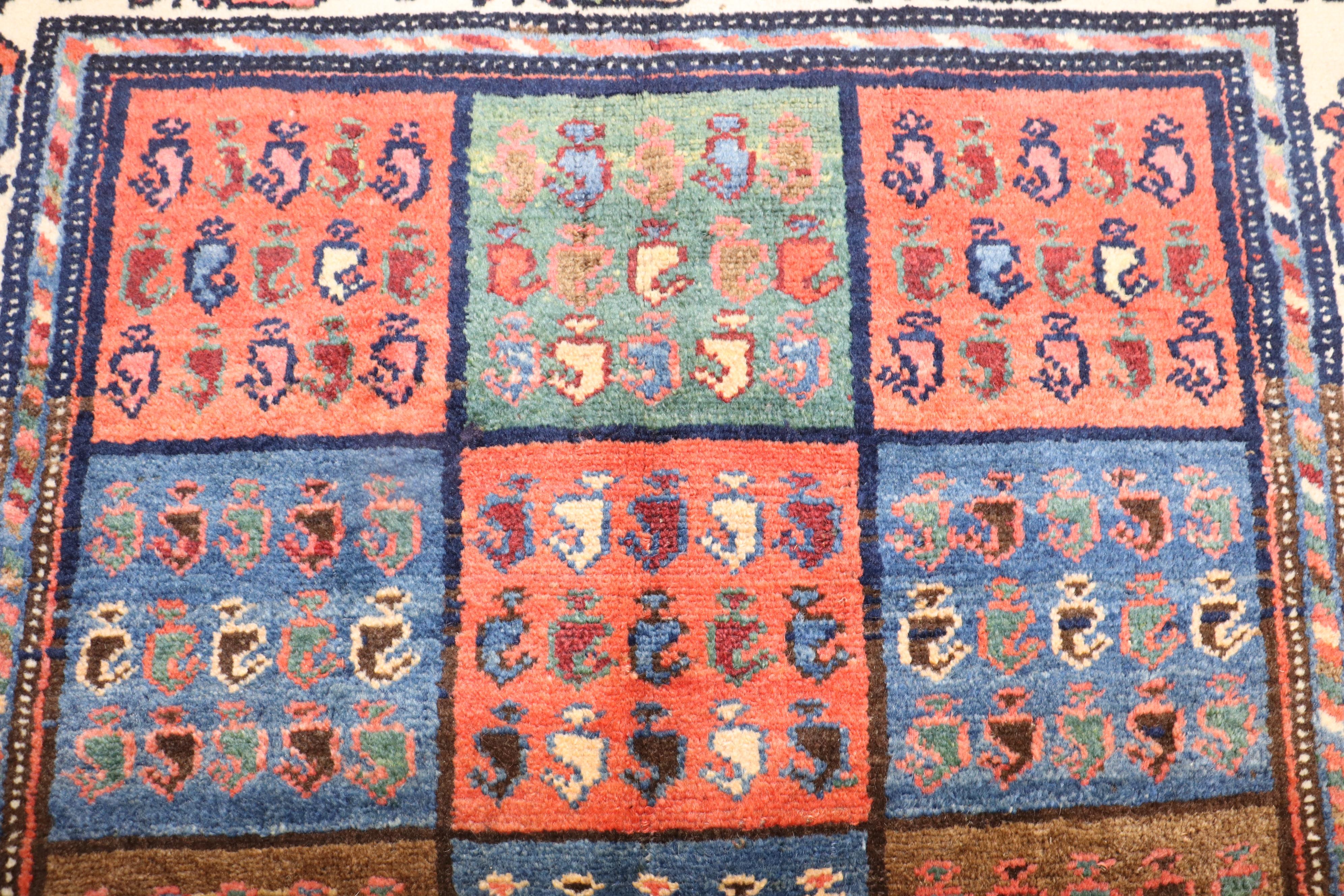 Antique Garden Box Persian Bakhtiari Scatter Rug For Sale 1