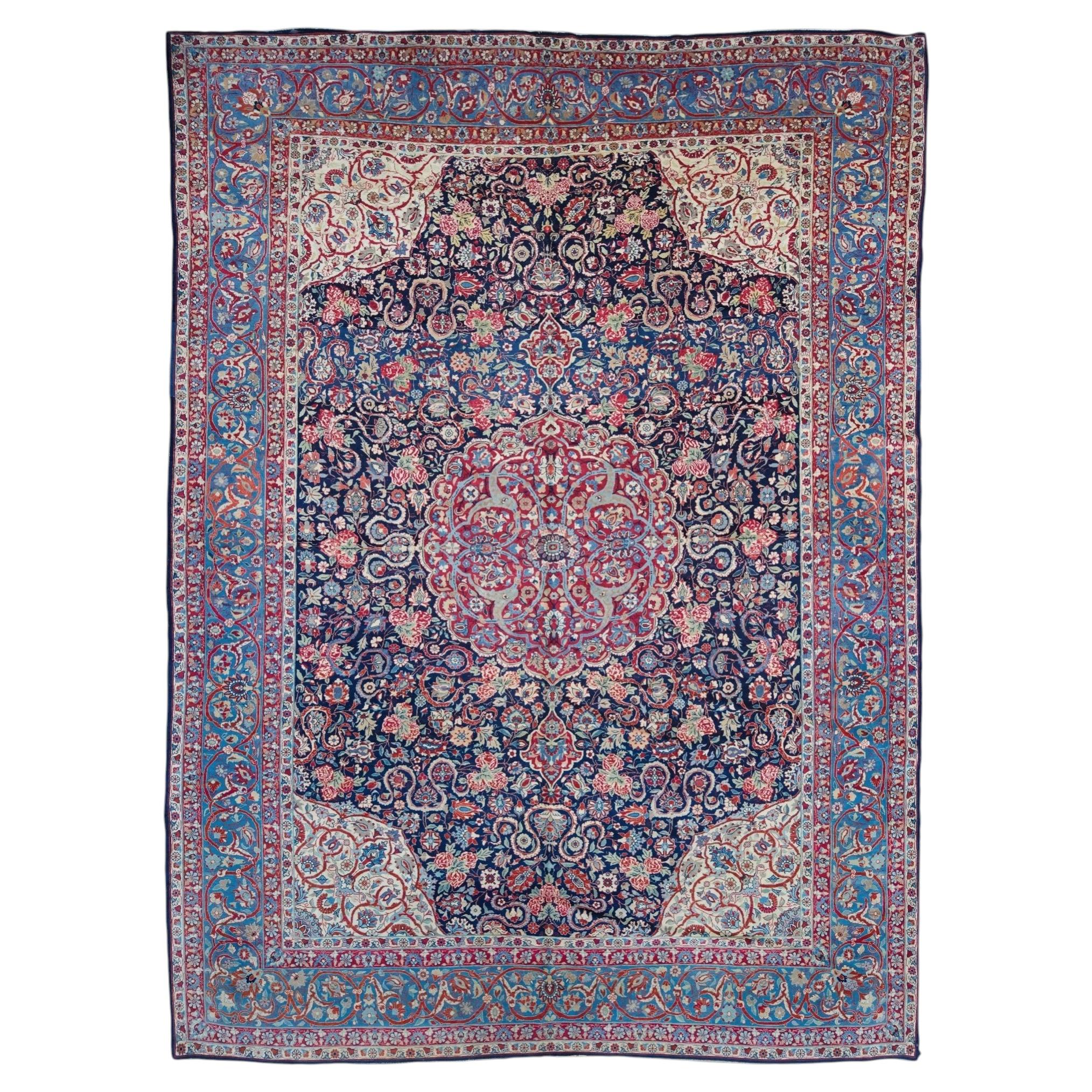 Antique Garden Design Carpet - Late 19th Century