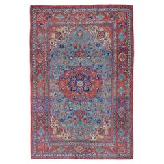 Antique Garden Design Hand Woven Wool Rug - Late 19th Century