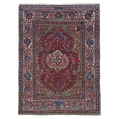 Antique Garden Design Hand Woven Wool Rug - Late 19th Century