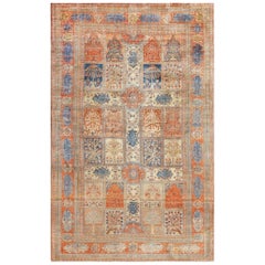 Antique Garden Design Persian Silk Heriz Rug