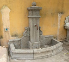Antique Garden Fountain in Carved Stone in Tuscan Style