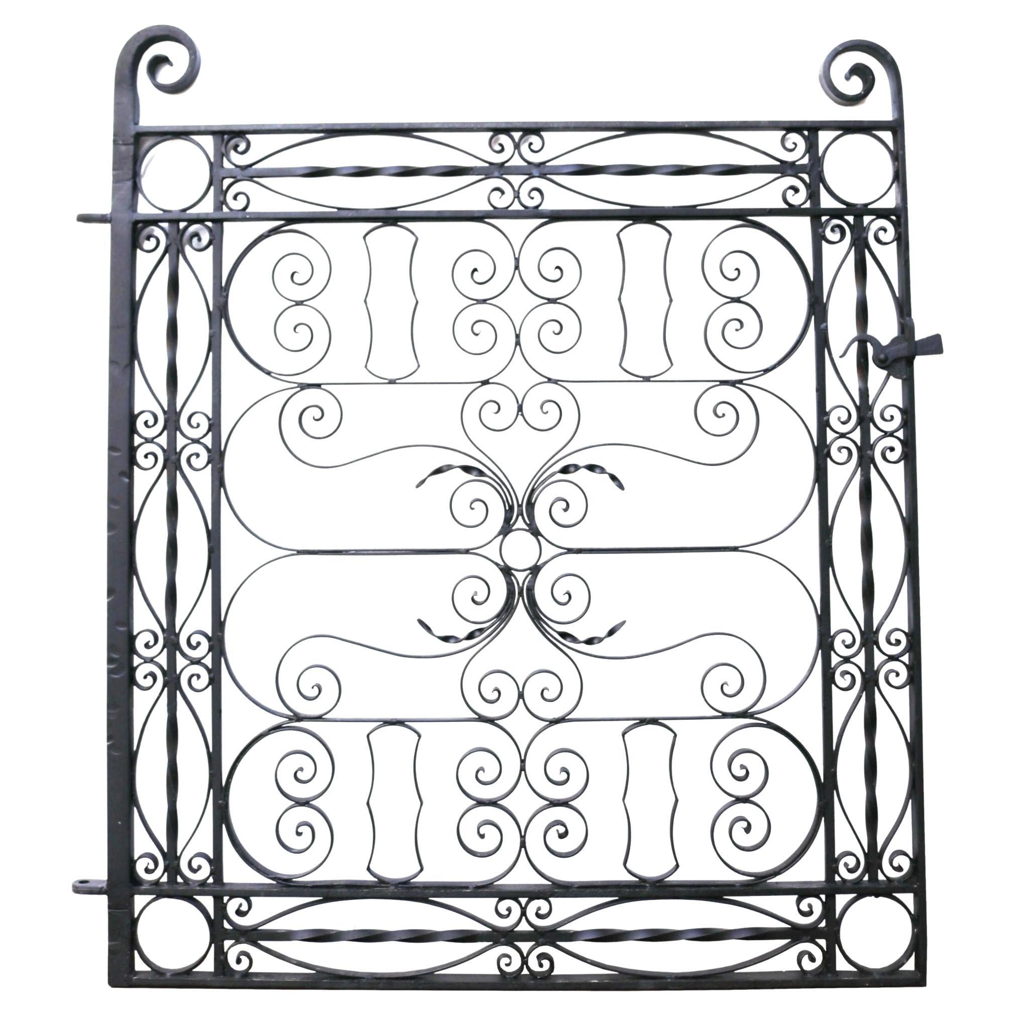 Antique Garden Gate with Scrolling Brackets For Sale