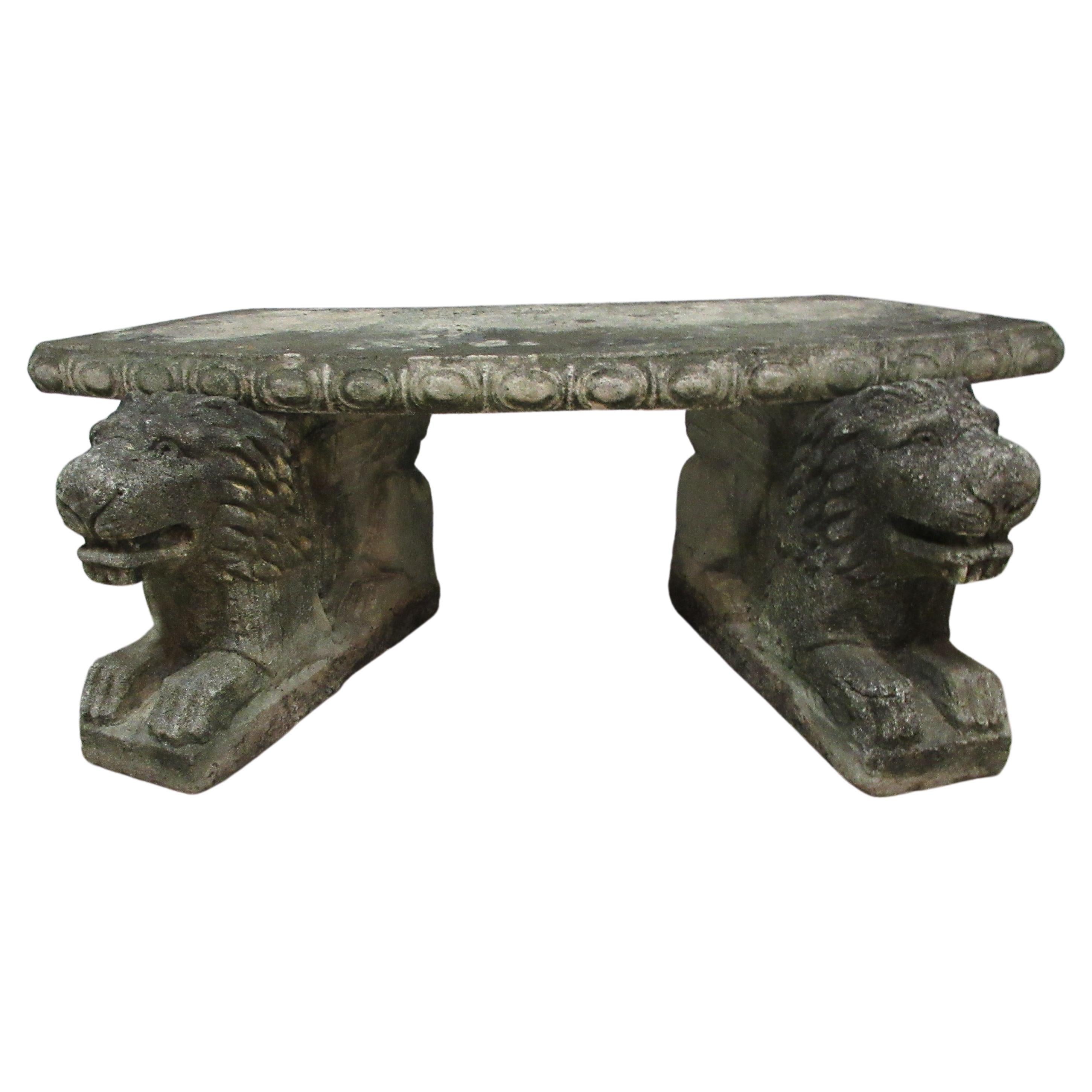 Antique Garden Lion Bench