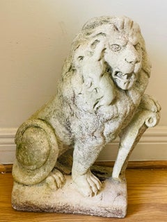 Antique Garden Lion Sculpture with Schield