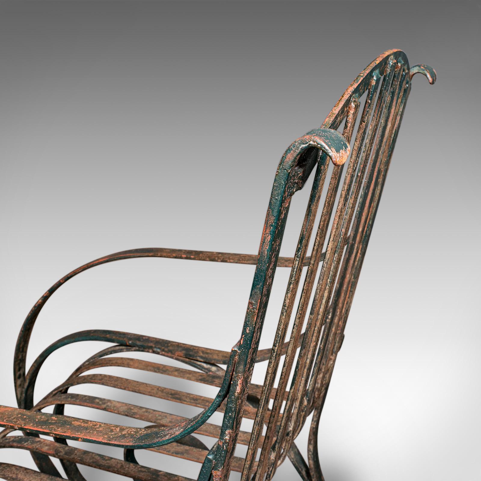Antique Garden Lounger Set, English, Outdoor, Rocker, Steamer Chair, Edwardian For Sale 5