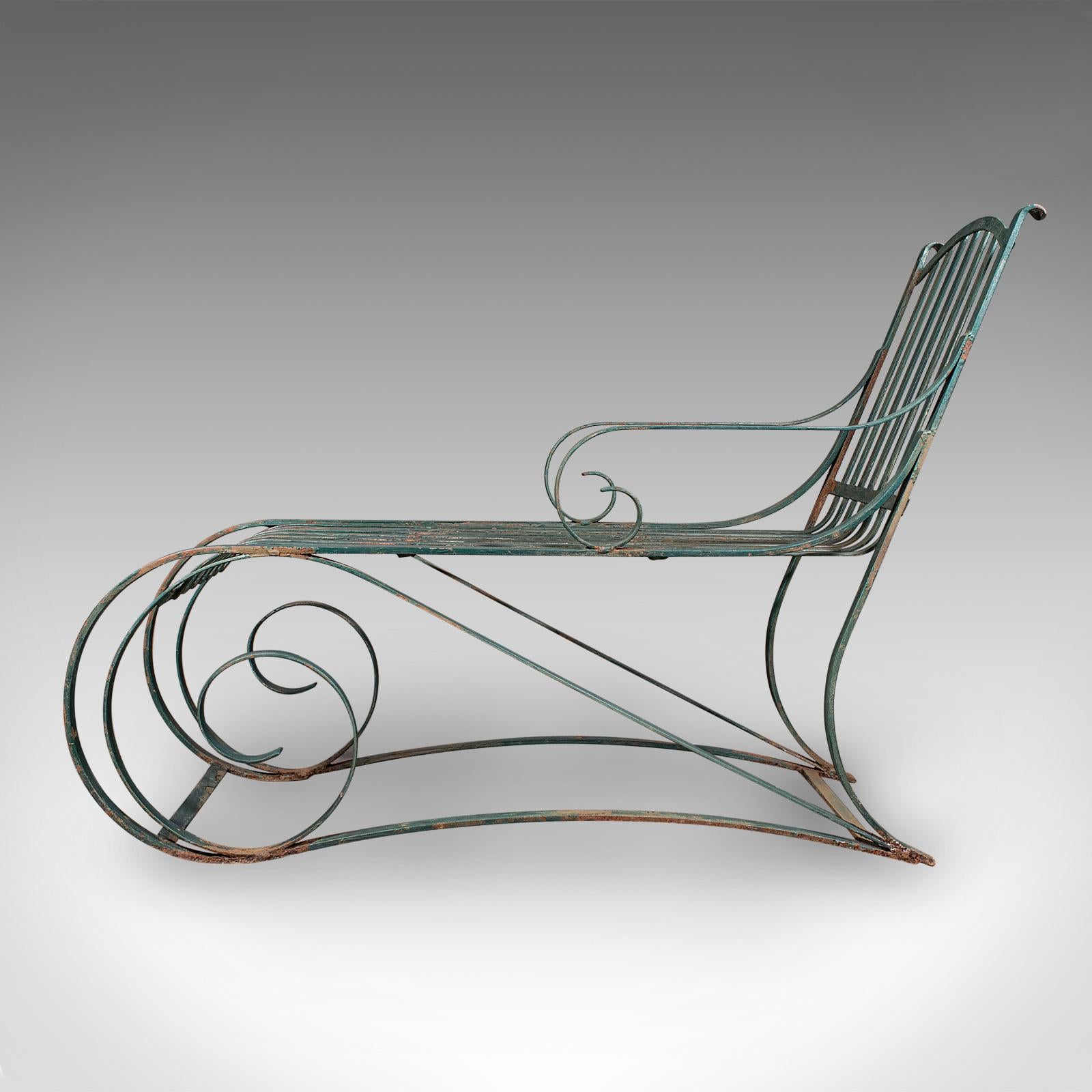 Antique Garden Lounger Set, English, Outdoor, Rocker, Steamer Chair, Edwardian In Good Condition For Sale In Hele, Devon, GB