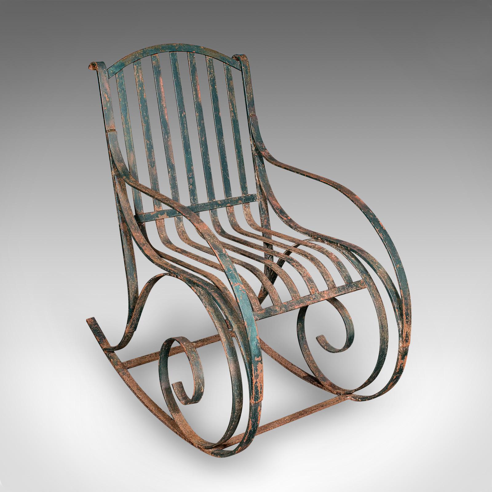 Antique Garden Lounger Set, English, Outdoor, Rocker, Steamer Chair, Edwardian For Sale 2
