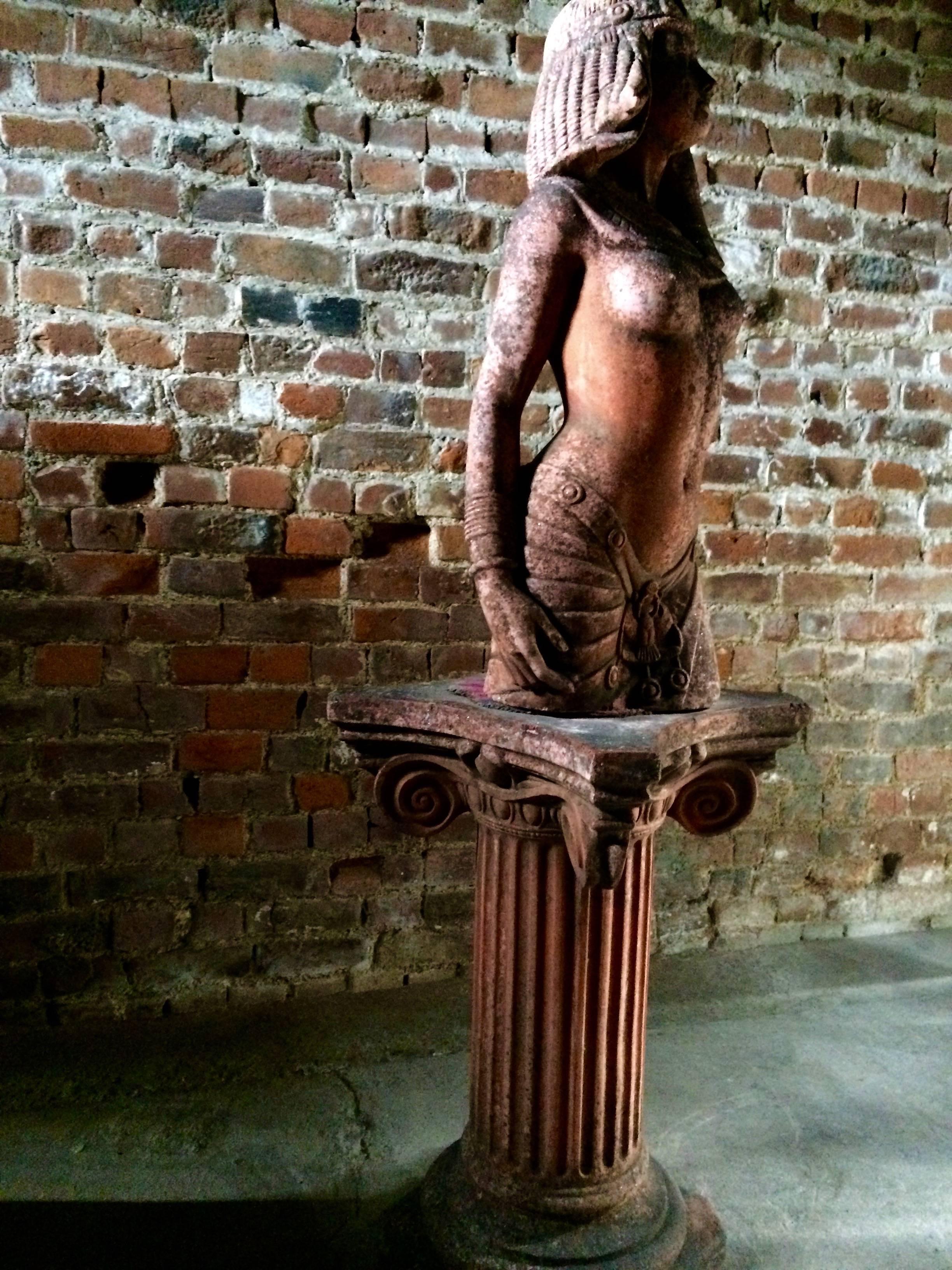 Antike Gartenstatue Ägyptische Wiedergeburt Rosa Beton Viktorianisch 7