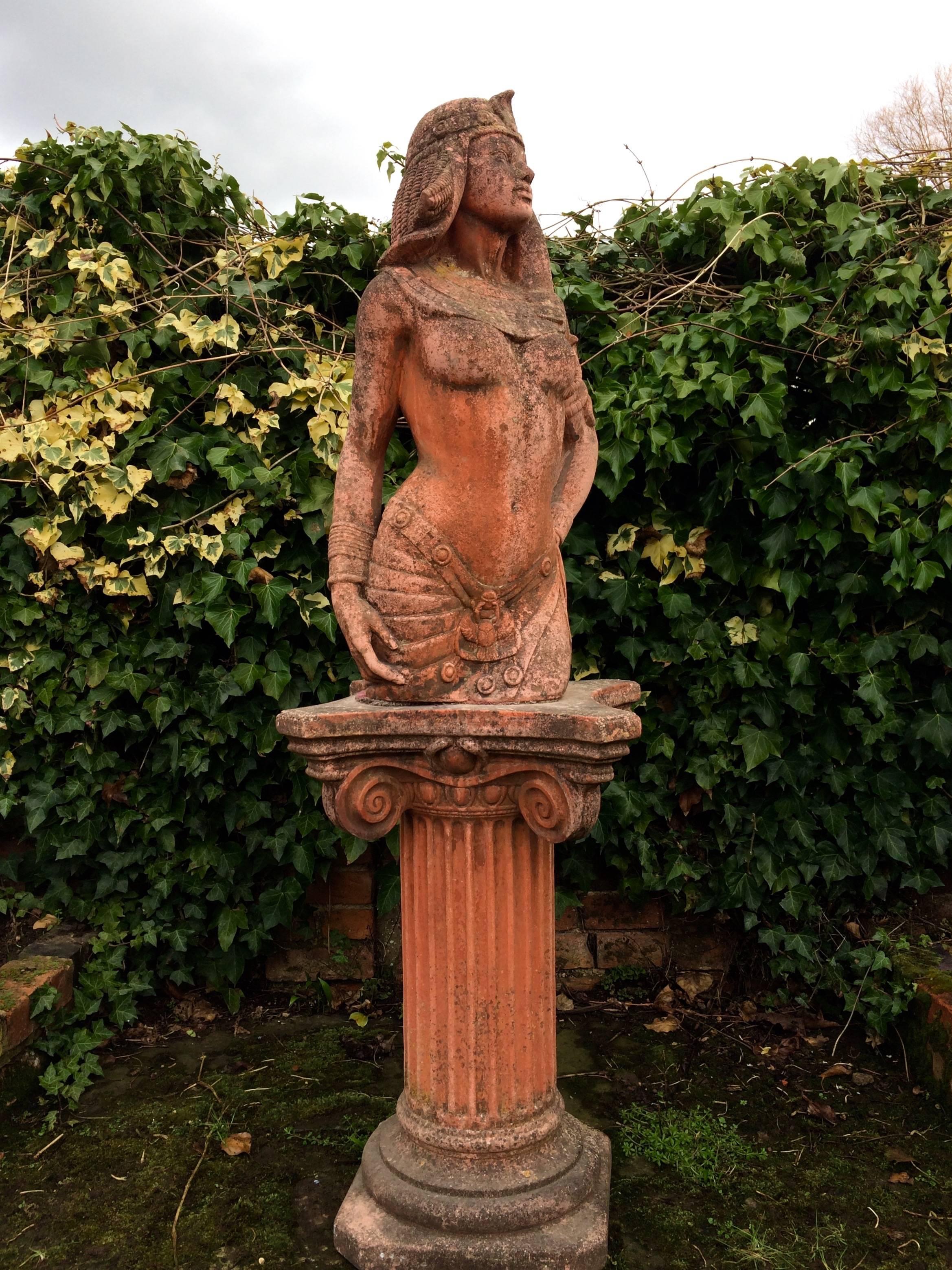 Antike Gartenstatue Ägyptische Wiedergeburt Rosa Beton Viktorianisch 4