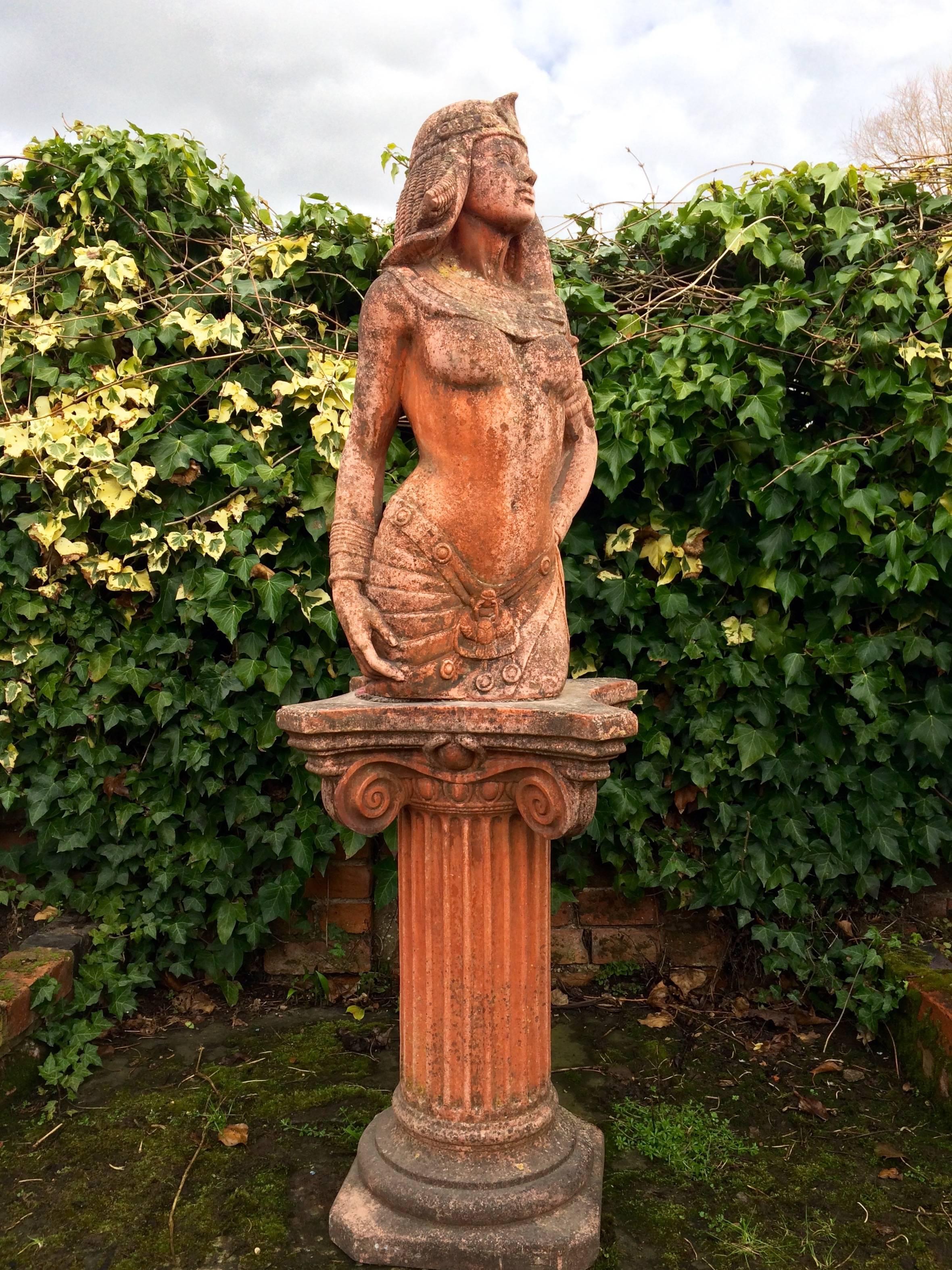 Antike Gartenstatue Ägyptische Wiedergeburt Rosa Beton Viktorianisch 5