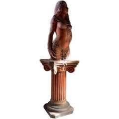 Antike Gartenstatue Ägyptische Wiedergeburt Rosa Beton Viktorianisch