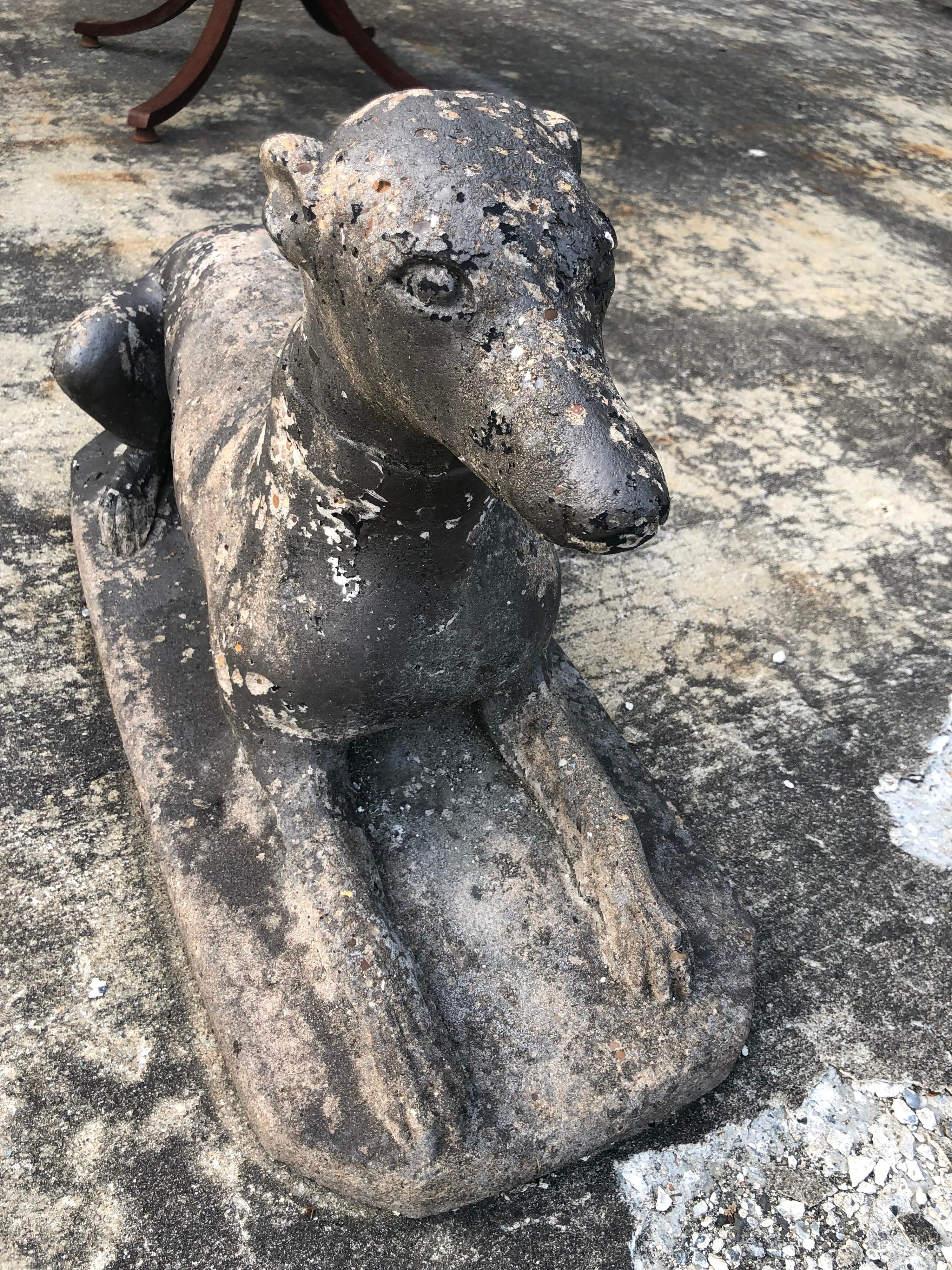 Antique Garden Statue of a Dog or whippet 4