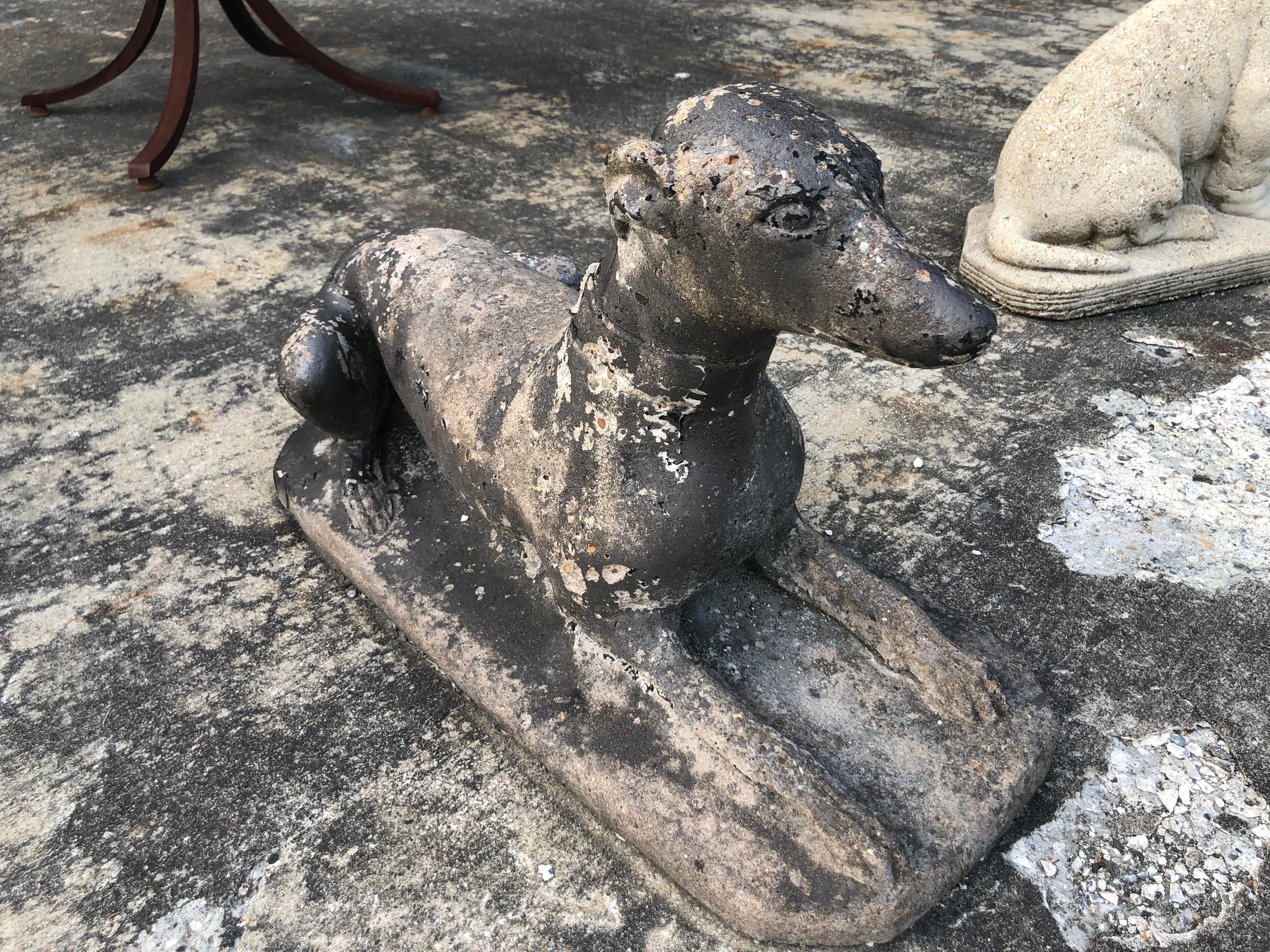 Antique Garden Statue of a Dog or whippet 5