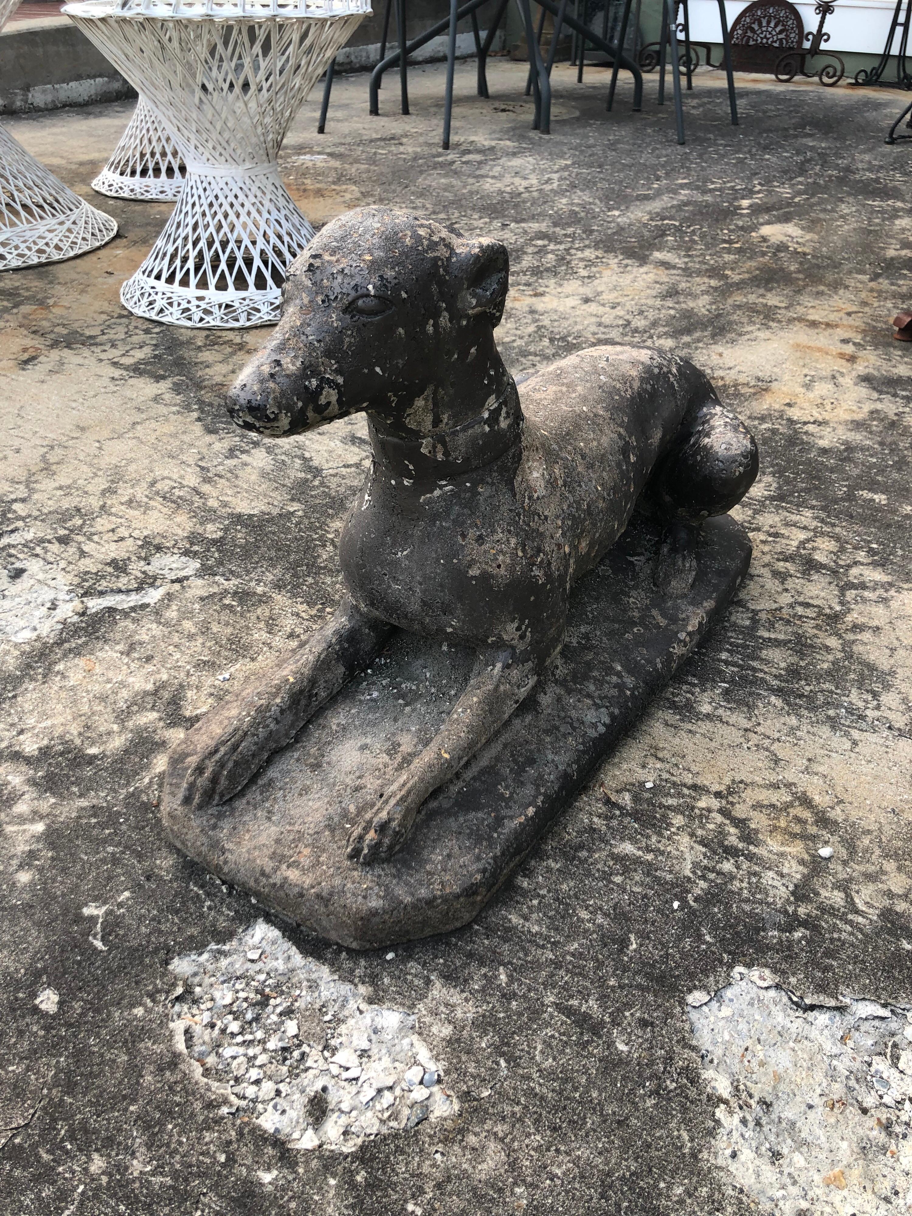 Antique Garden Statue of a Dog or whippet 6