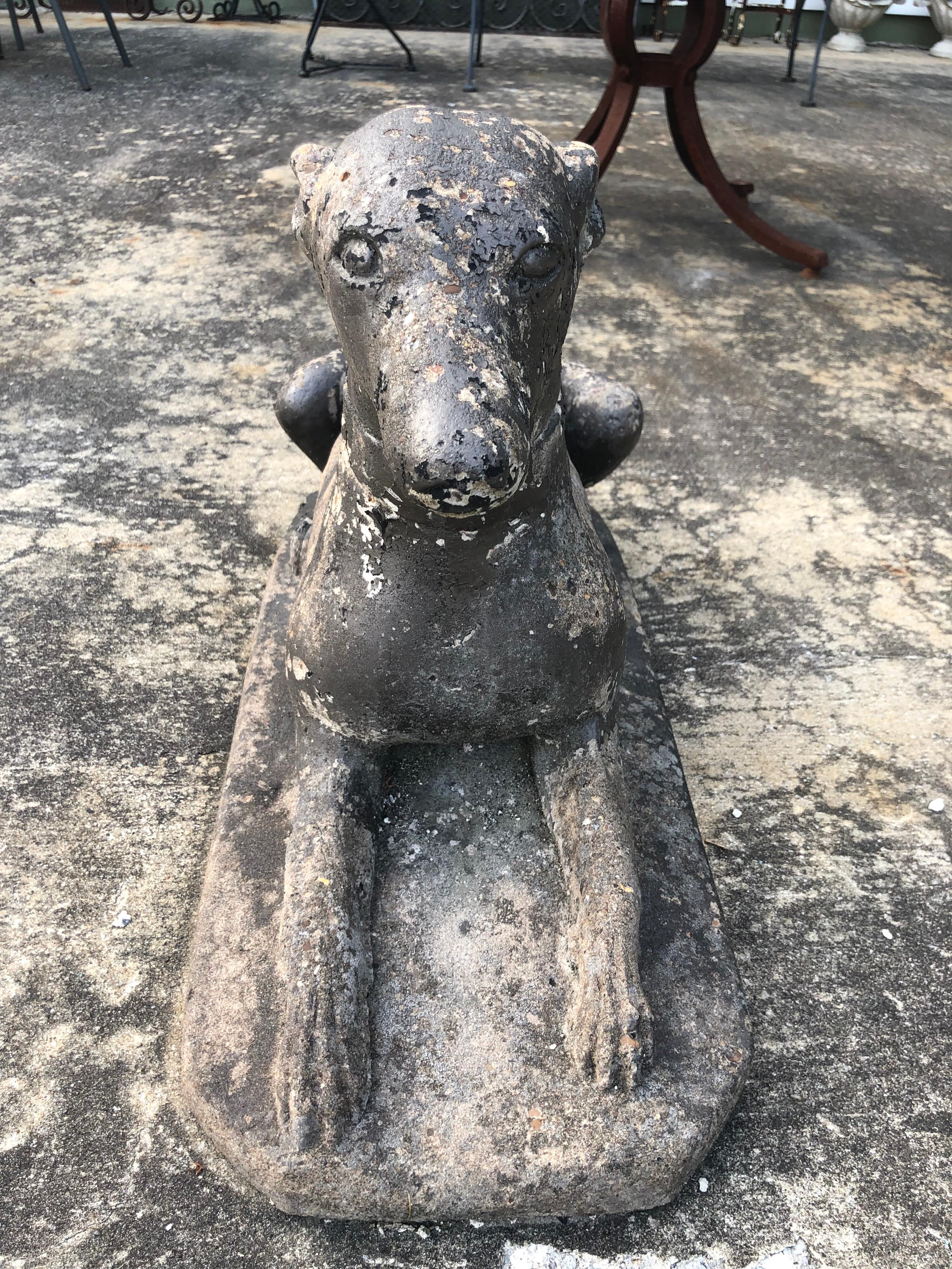 Antique Garden Statue of a Dog or whippet 7