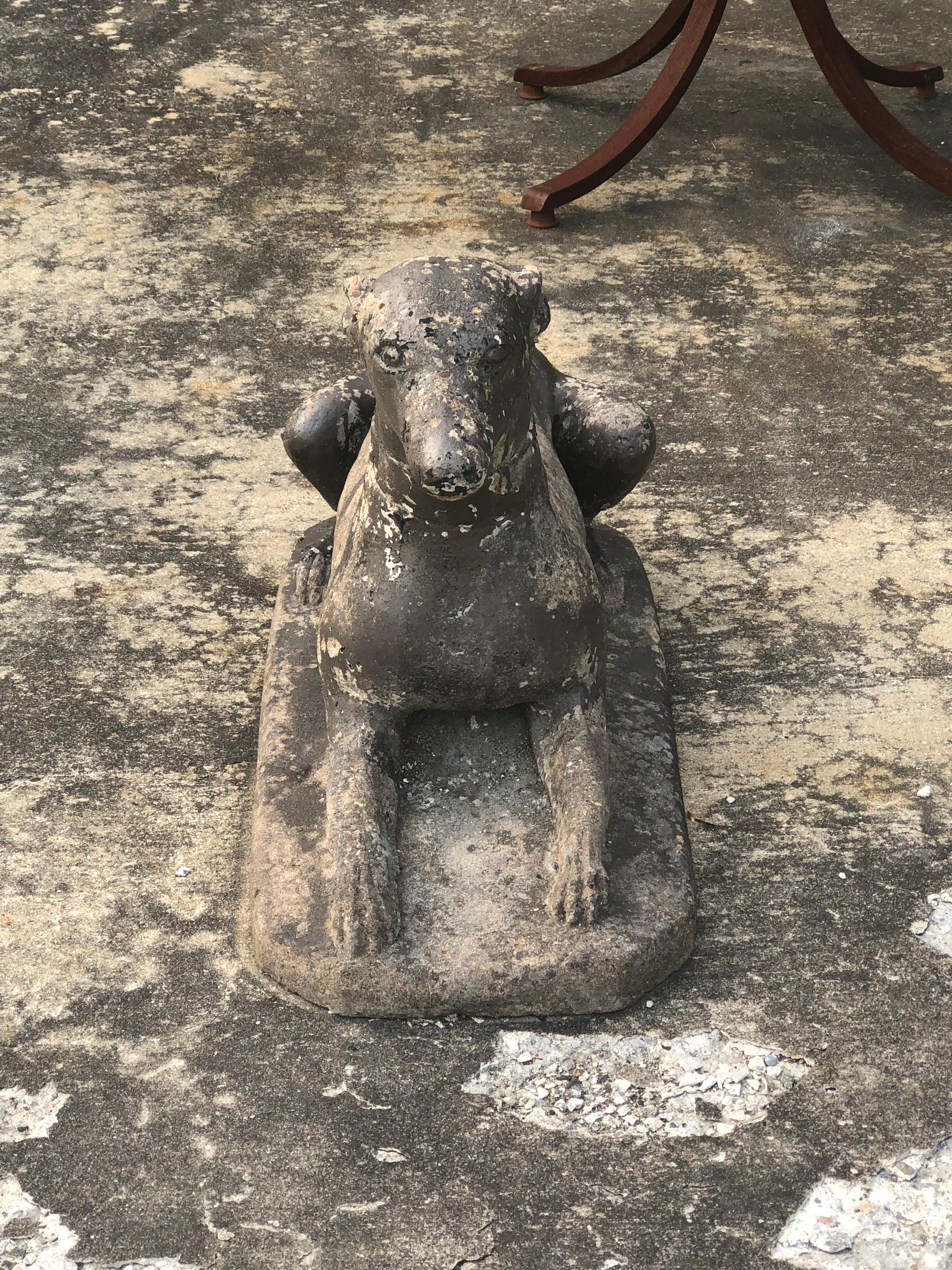 English Antique Garden Statue of a Dog or whippet