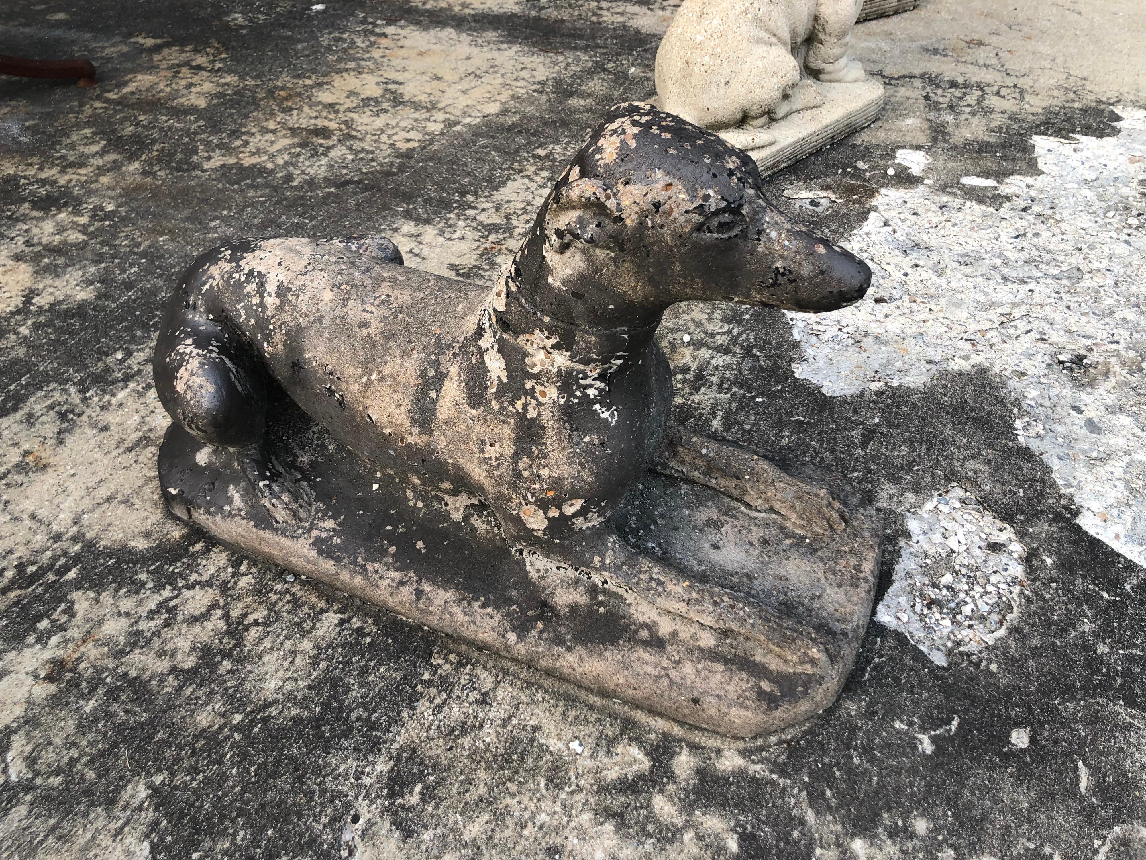Mid-20th Century Antique Garden Statue of a Dog or whippet
