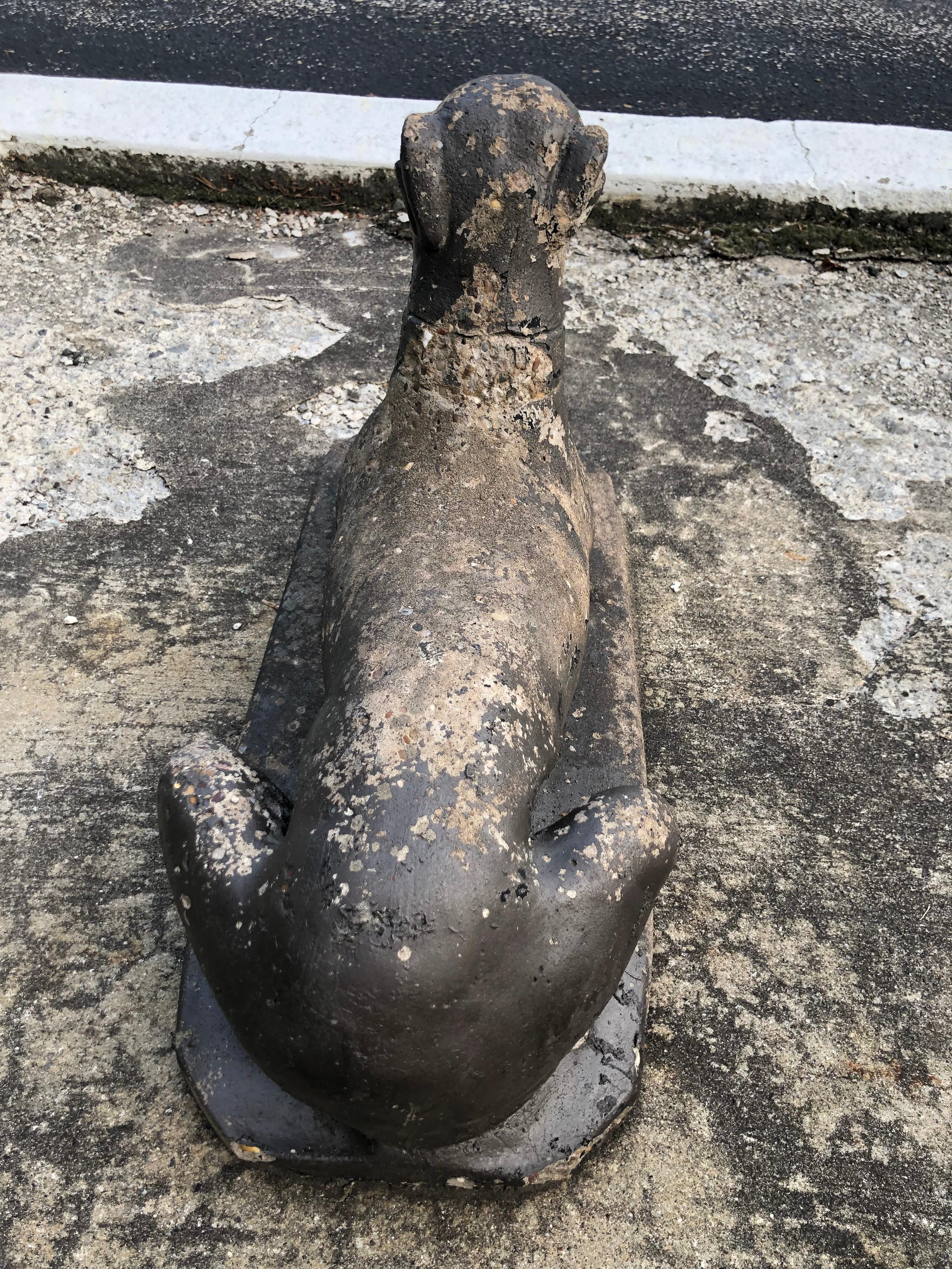 Concrete Antique Garden Statue of a Dog or whippet