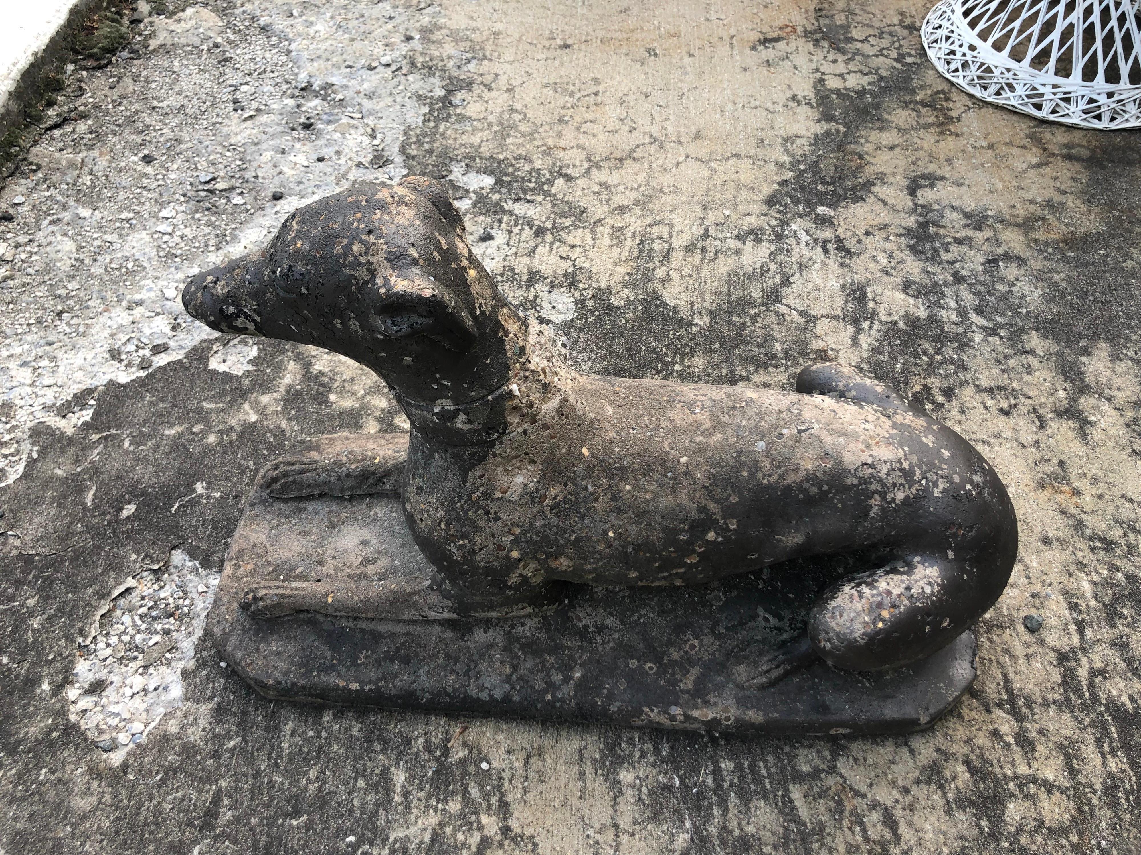 Antique Garden Statue of a Dog or whippet 1