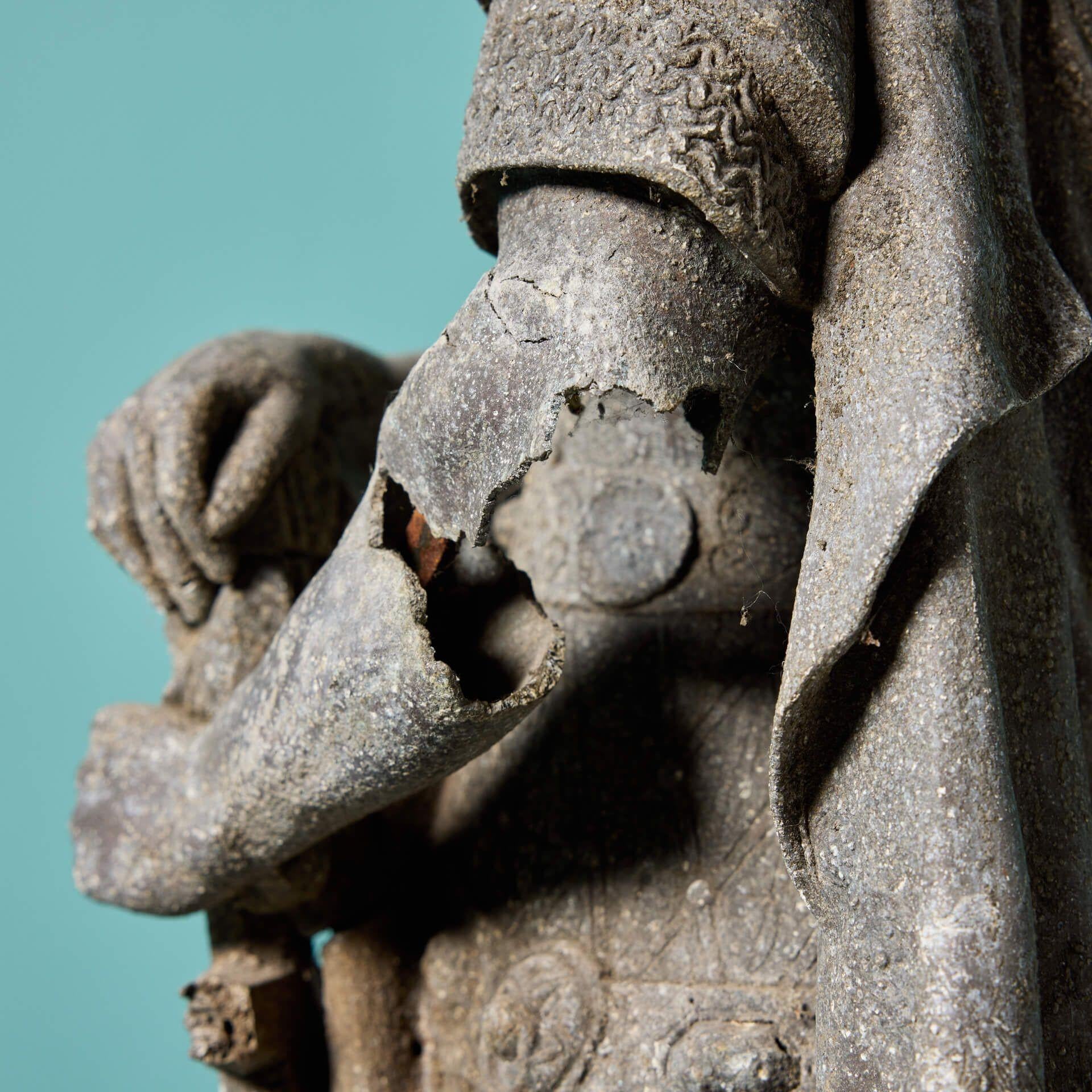 Antique Garden Statue of Charlemagne (Charles the Great) In Fair Condition For Sale In Wormelow, Herefordshire