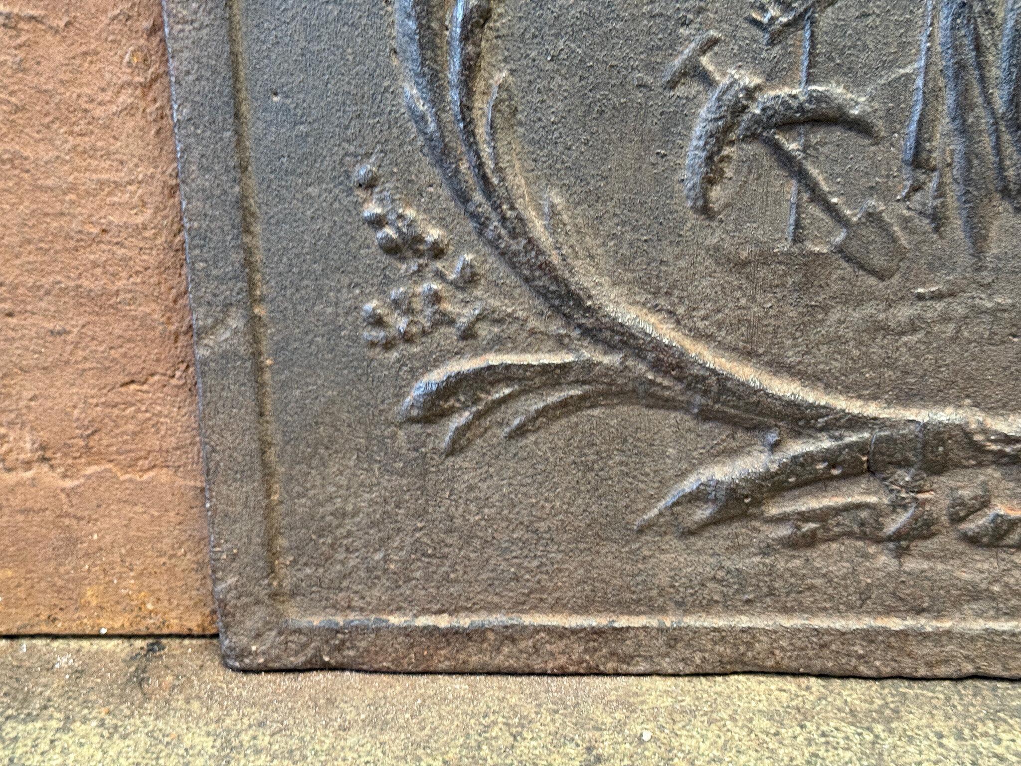 Antique 'Gardening' Fireback' / Backsplash, Neoclassical Period For Sale 5