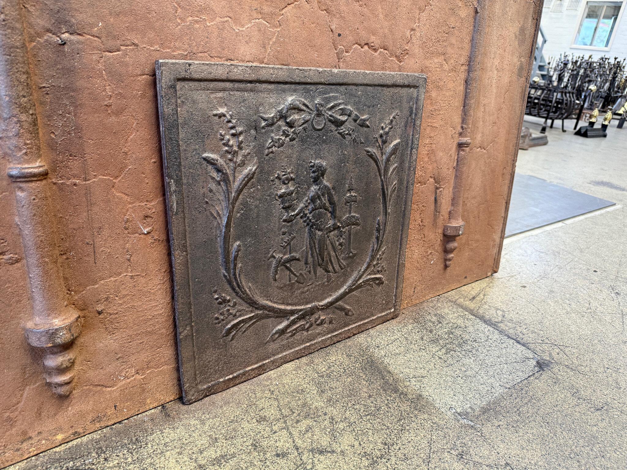 Antique 'Gardening' Fireback' / Backsplash, Neoclassical Period For Sale 6