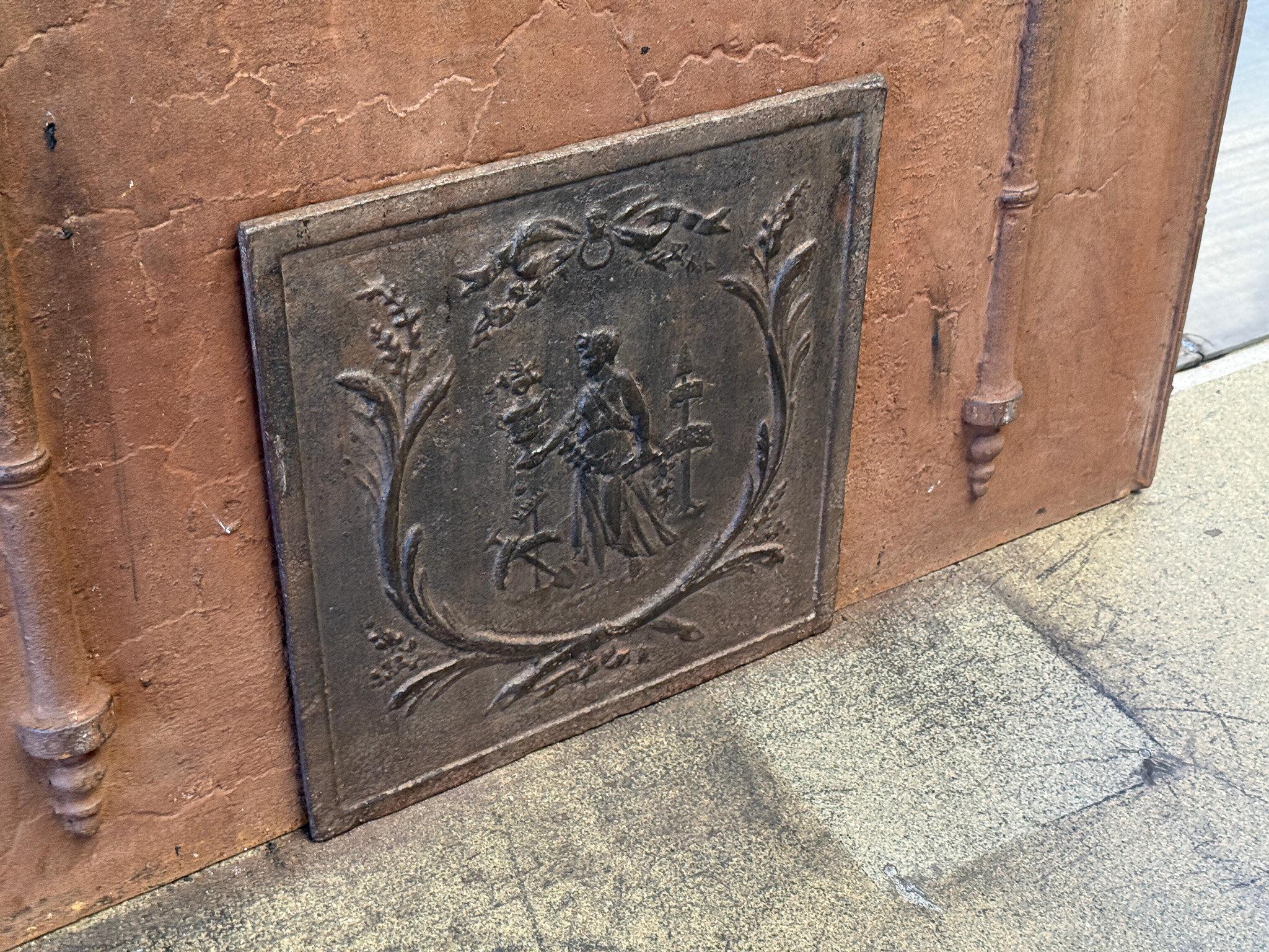 19th Century Antique 'Gardening' Fireback' / Backsplash, Neoclassical Period For Sale