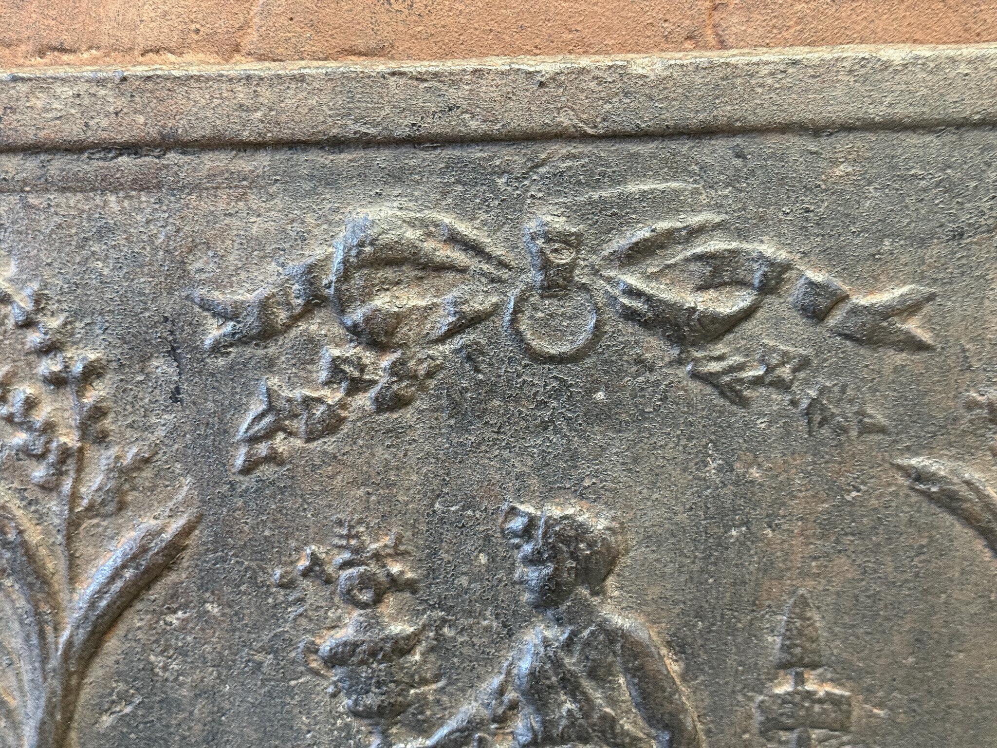 Antique 'Gardening' Fireback' / Backsplash, Neoclassical Period For Sale 1