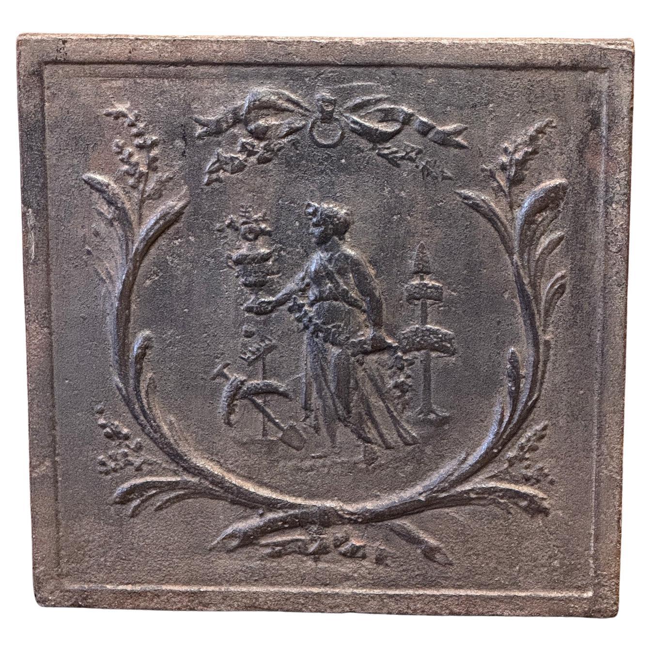 Antique 'Gardening' Fireback' / Backsplash, Neoclassical Period