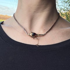 Antike Granat 9 Karat Gold Schlangenhalskette