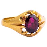 Renaissance Revival Pre-Raphaelite Gold, Garnet and Enamel Ring at ...